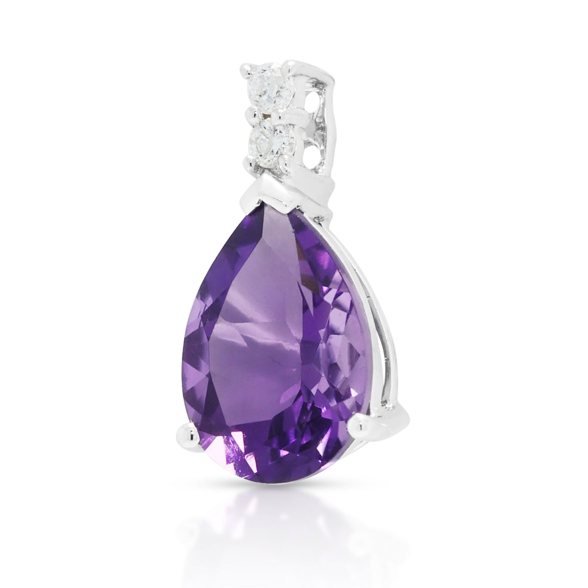 Delicate 1.50ct Amethyst and 0.03ct Natural Diamond Pendant in 18K White Gold