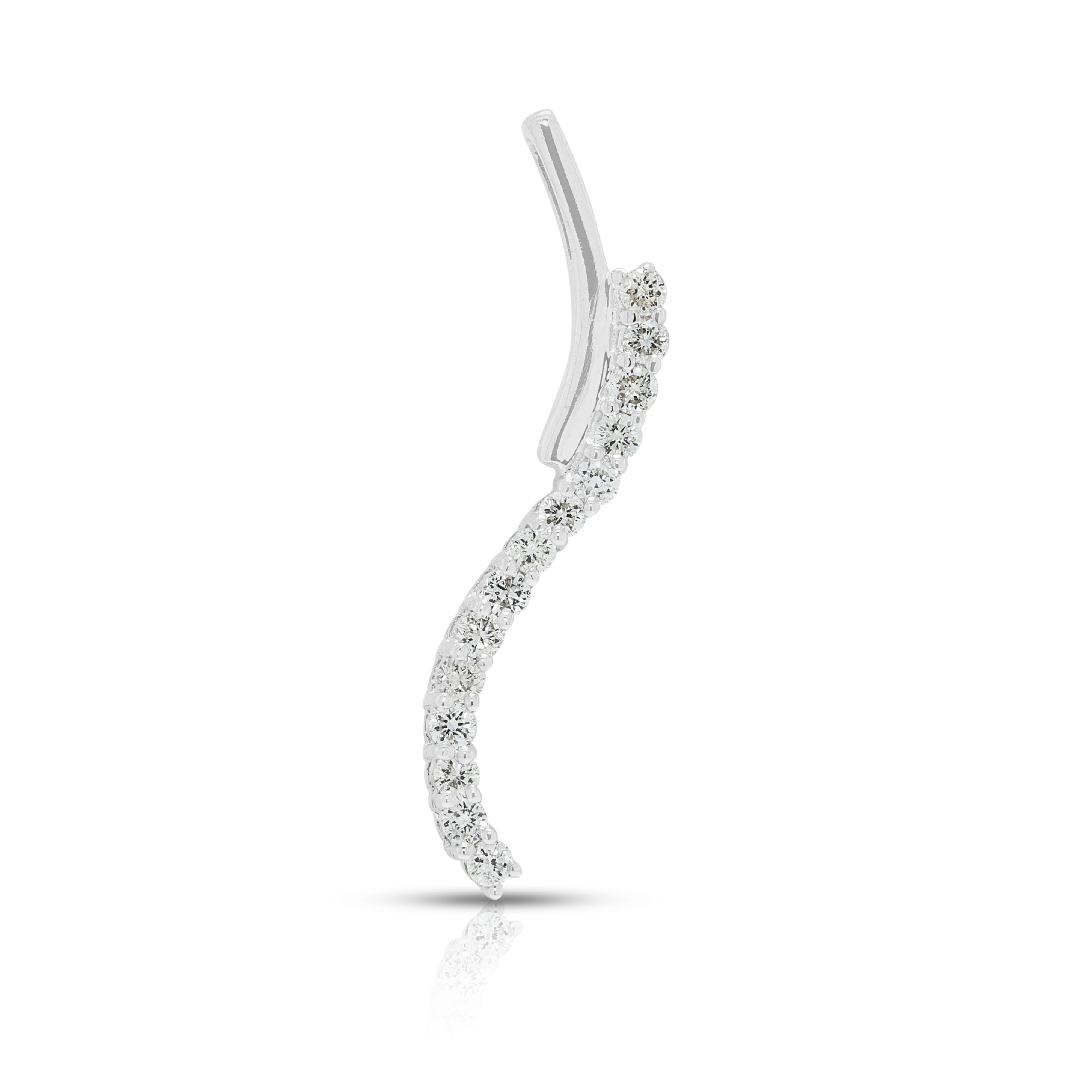 Elegant 0.21ct Natural Diamond Serpentine Wave Drop Pendant in 18K White Gold