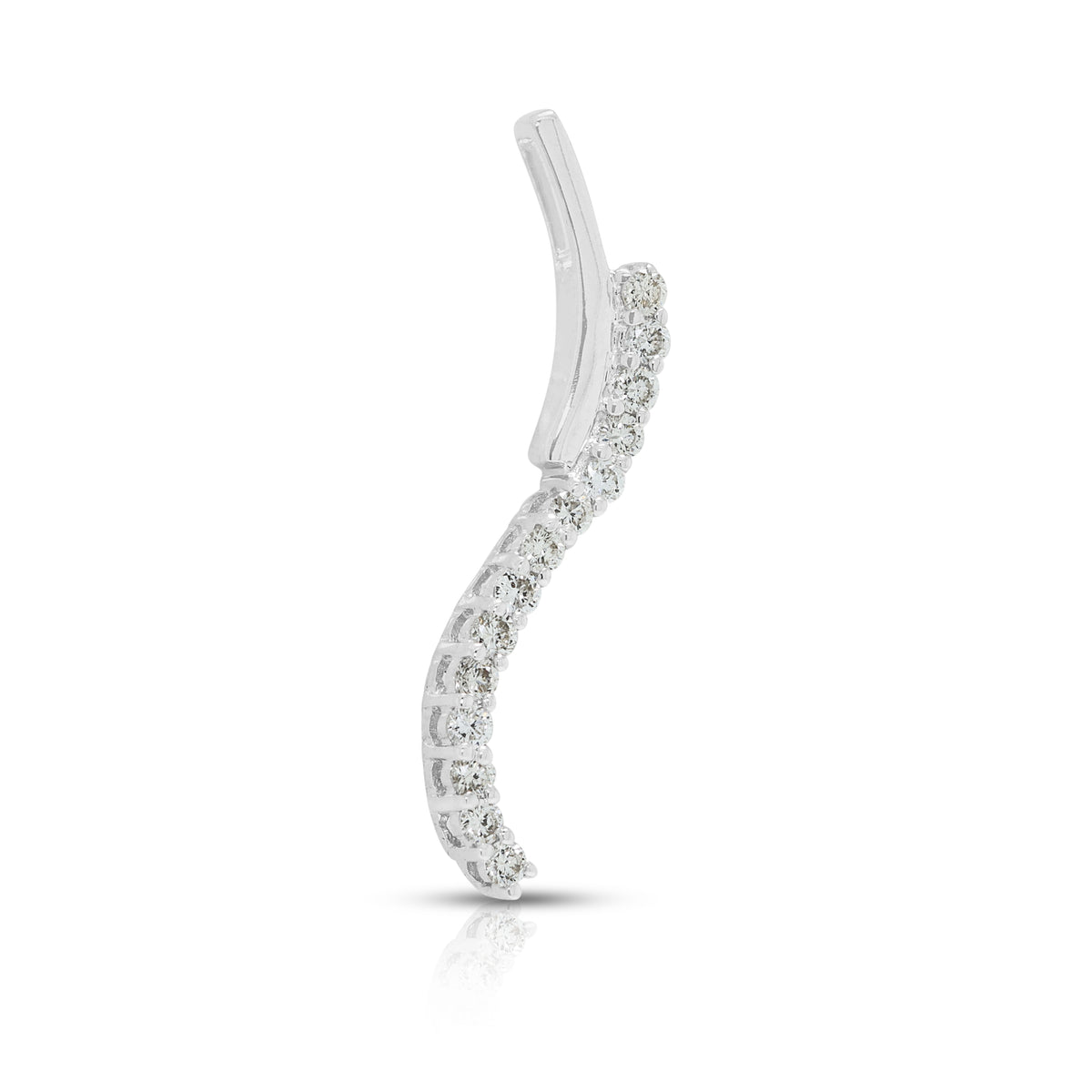Elegant 0.21ct Natural Diamond Serpentine Wave Drop Pendant in 18K White Gold