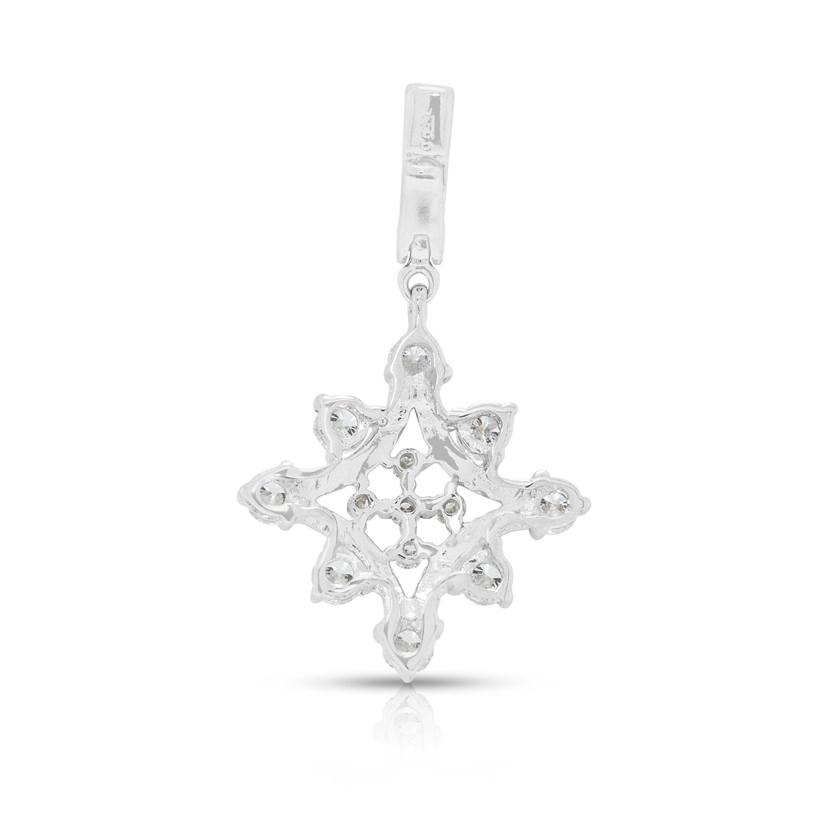 Elegant 0.30ct Natural Diamond Geometric Starburst Pendant in 18K White Gold