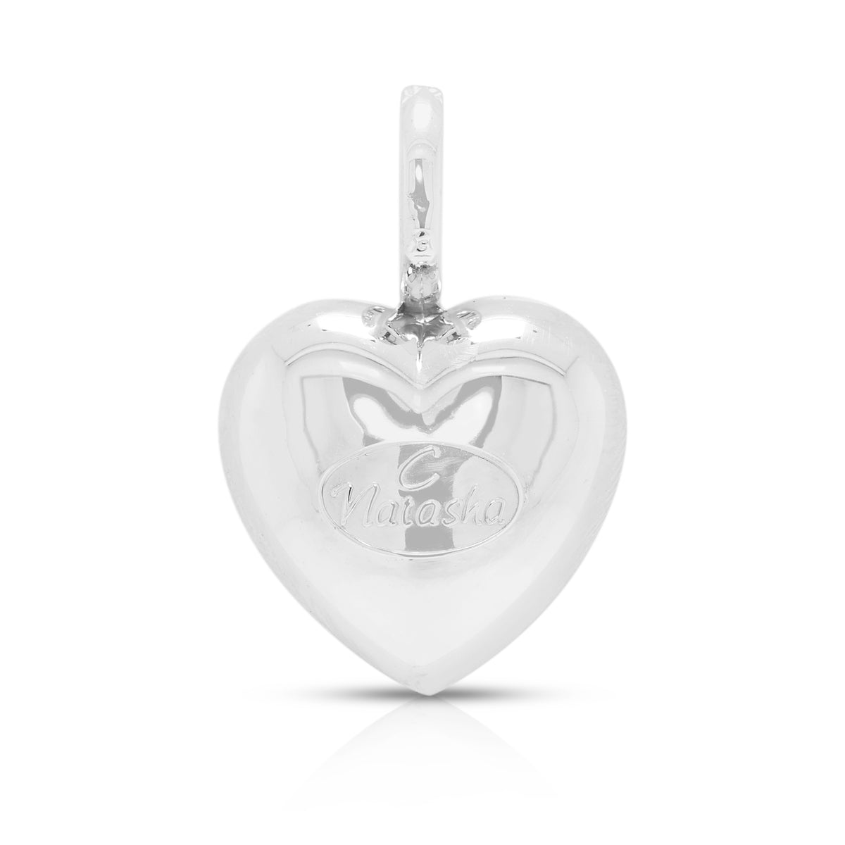 Sculptural 0.03ct Light Blue Spinel and 0.19ct Natural Diamond Satin-Finished Bubble Heart Pendant in 18K White Gold
