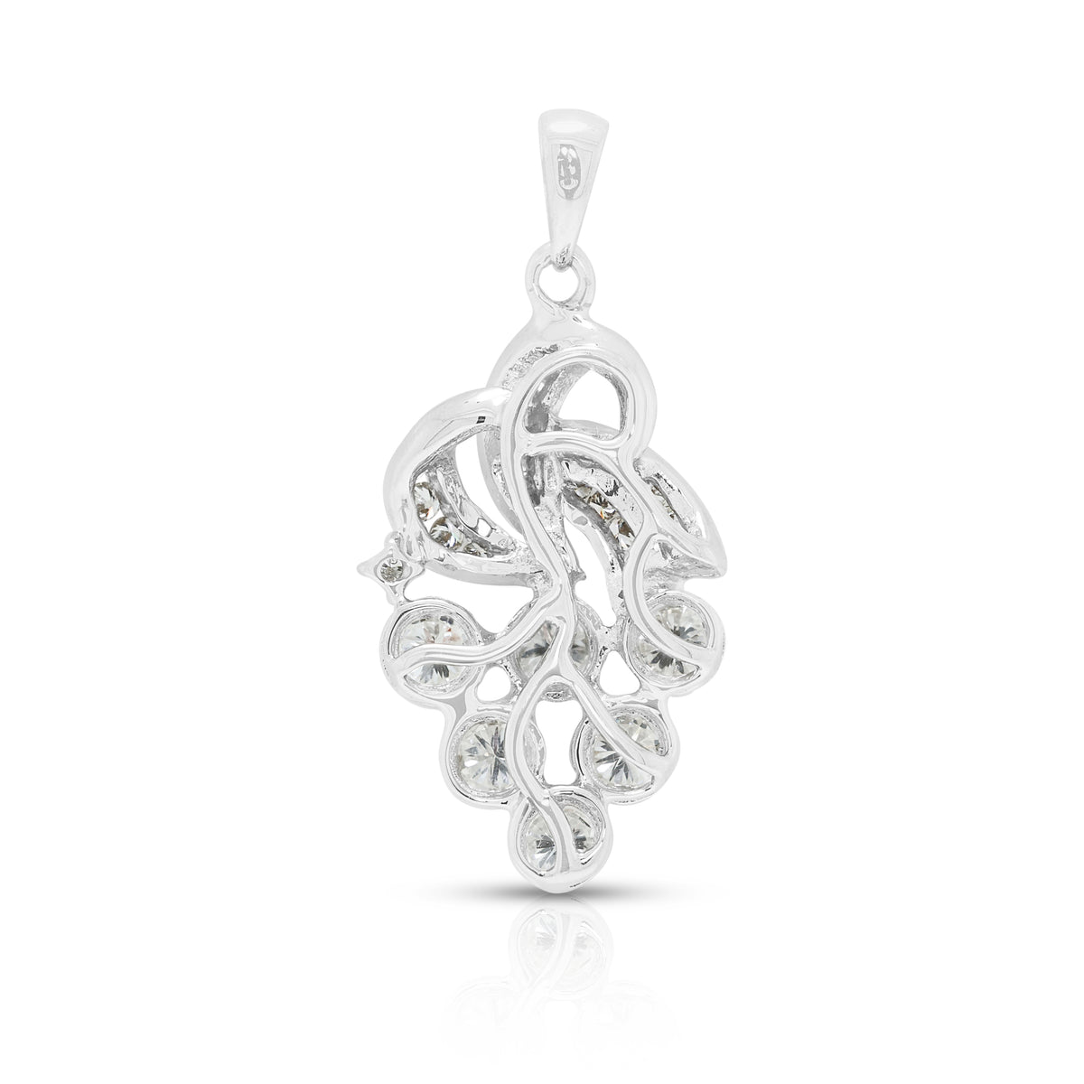Elegant 0.50ct Natural Diamond Stylized Grape Bunch Ribbon Pendant in 18K White Gold