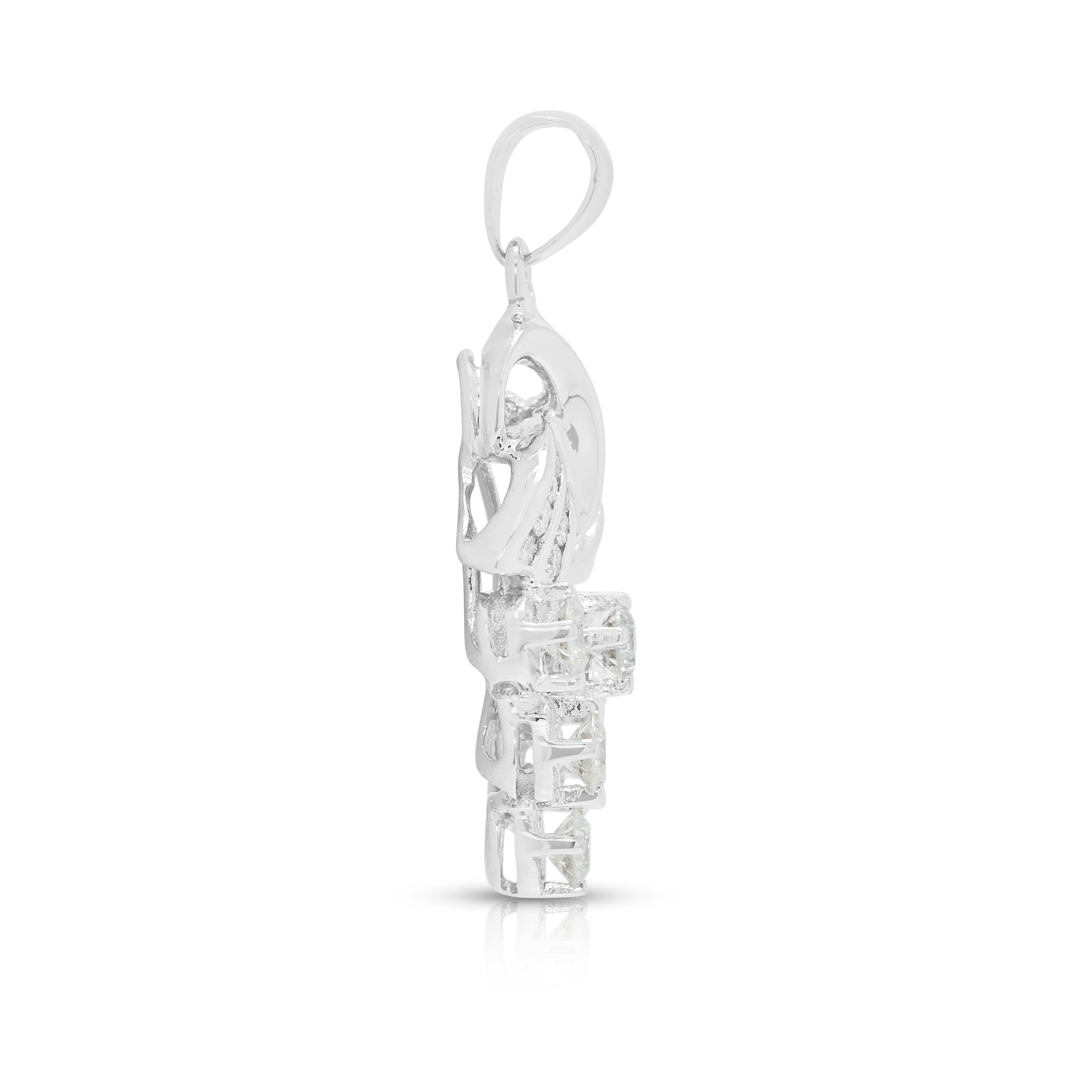 Elegant 0.50ct Natural Diamond Stylized Grape Bunch Ribbon Pendant in 18K White Gold