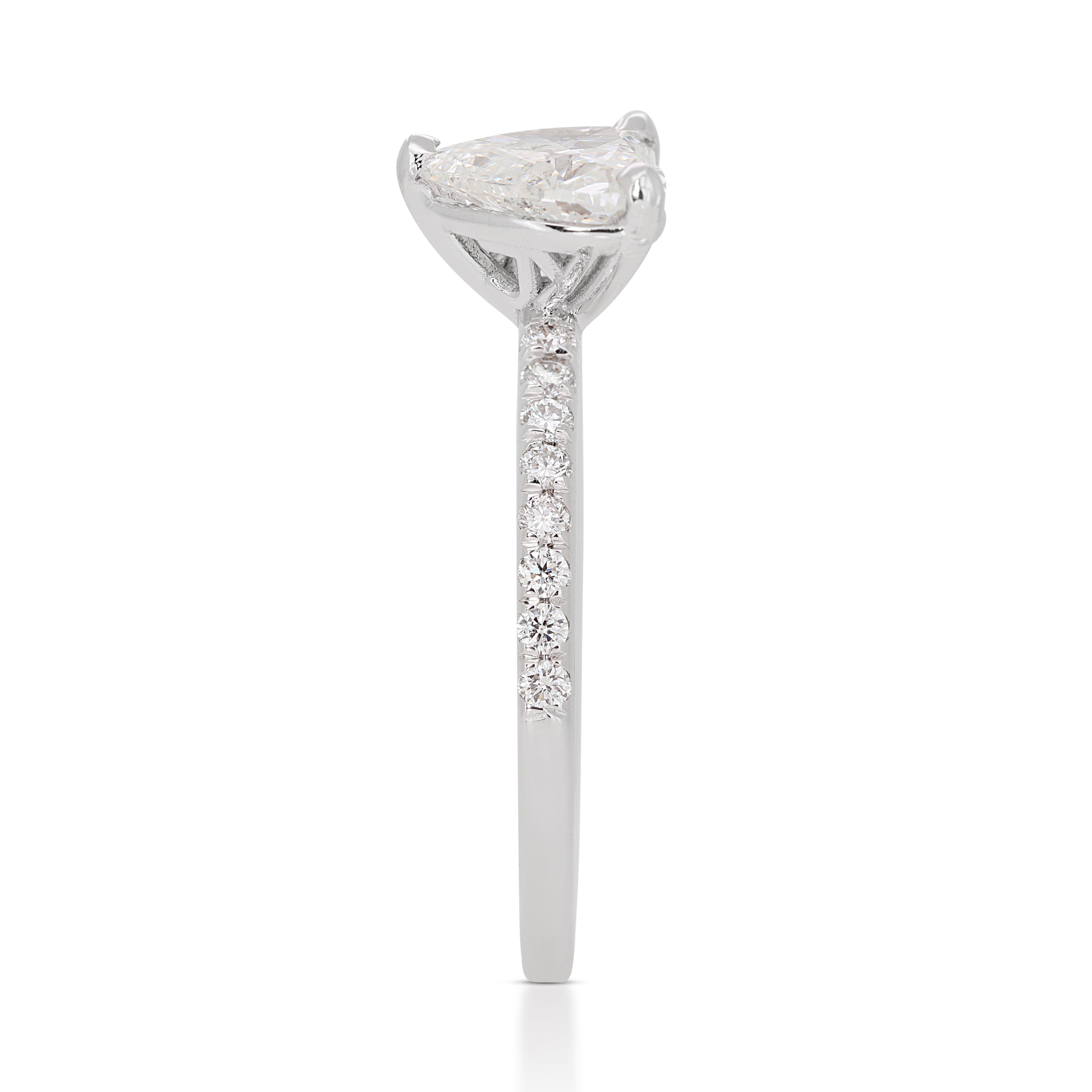 Mesmerizing 0.84ct Heart Diamond Pave Ring set in 14K White Gold