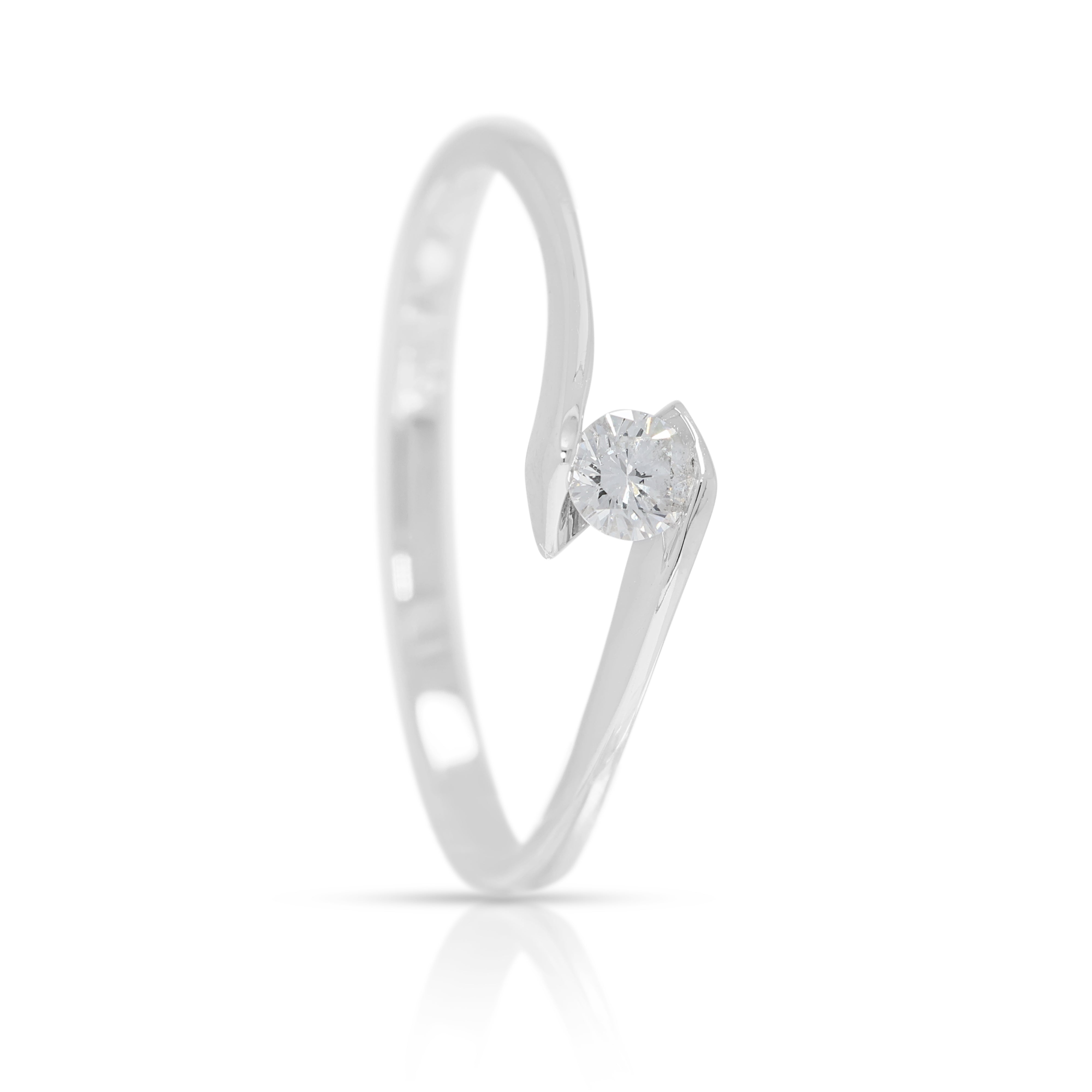 Sleek 0.12ct Natural Diamond Tension-Set Ring in 18K White Gold (New & Unworn)