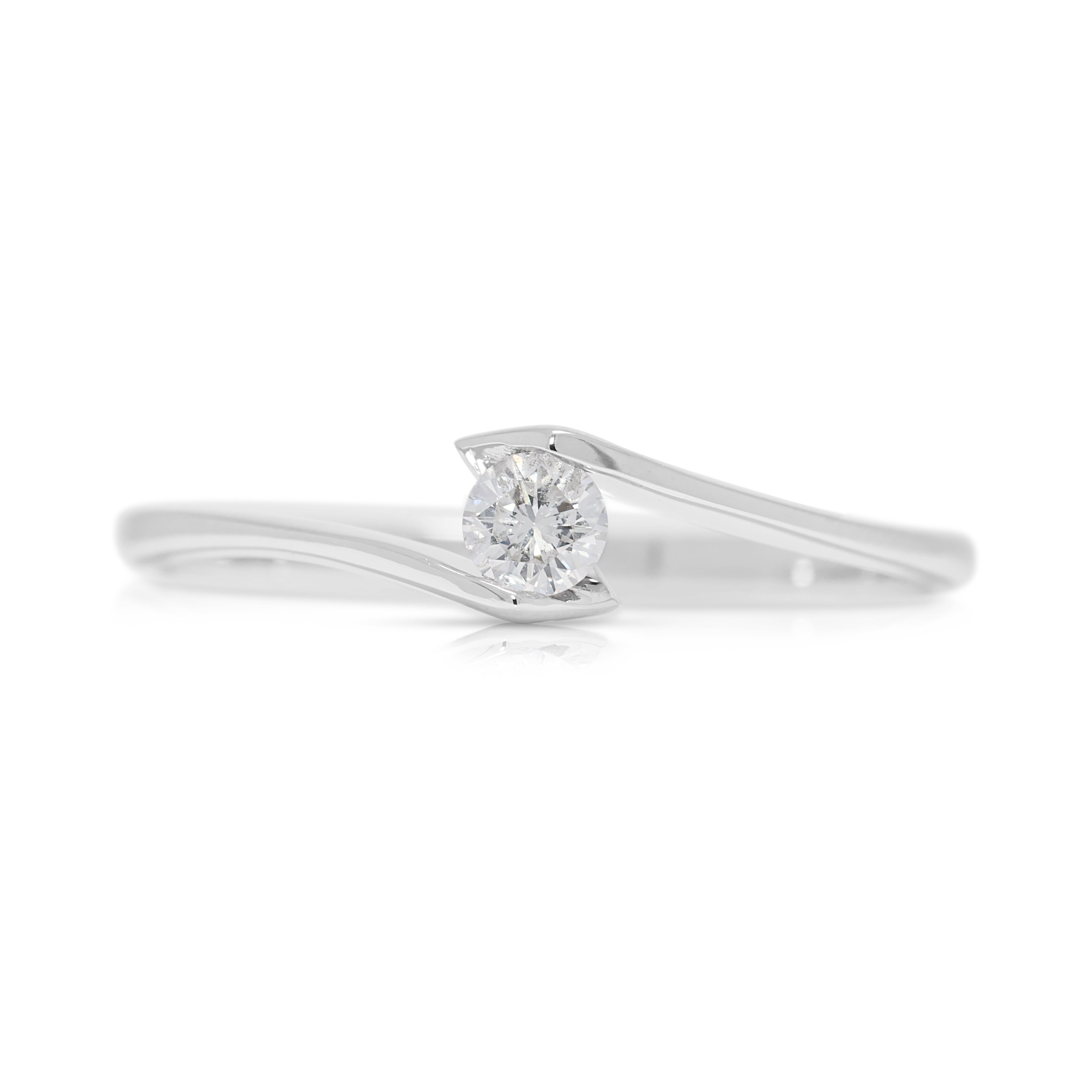 Sleek 0.12ct Natural Diamond Tension-Set Ring in 18K White Gold (New & Unworn)