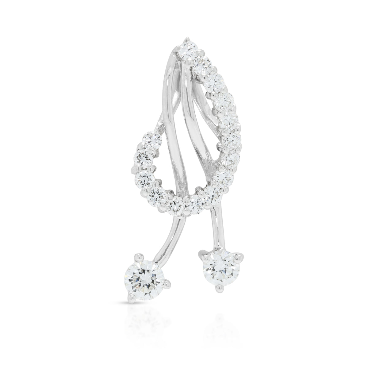 Captivating 0.62ct Natural Diamond Curved Ribbon Dangling Pendant in 18K White Gold