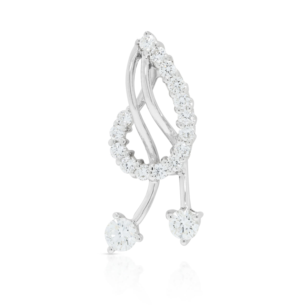 Captivating 0.62ct Natural Diamond Curved Ribbon Dangling Pendant in 18K White Gold