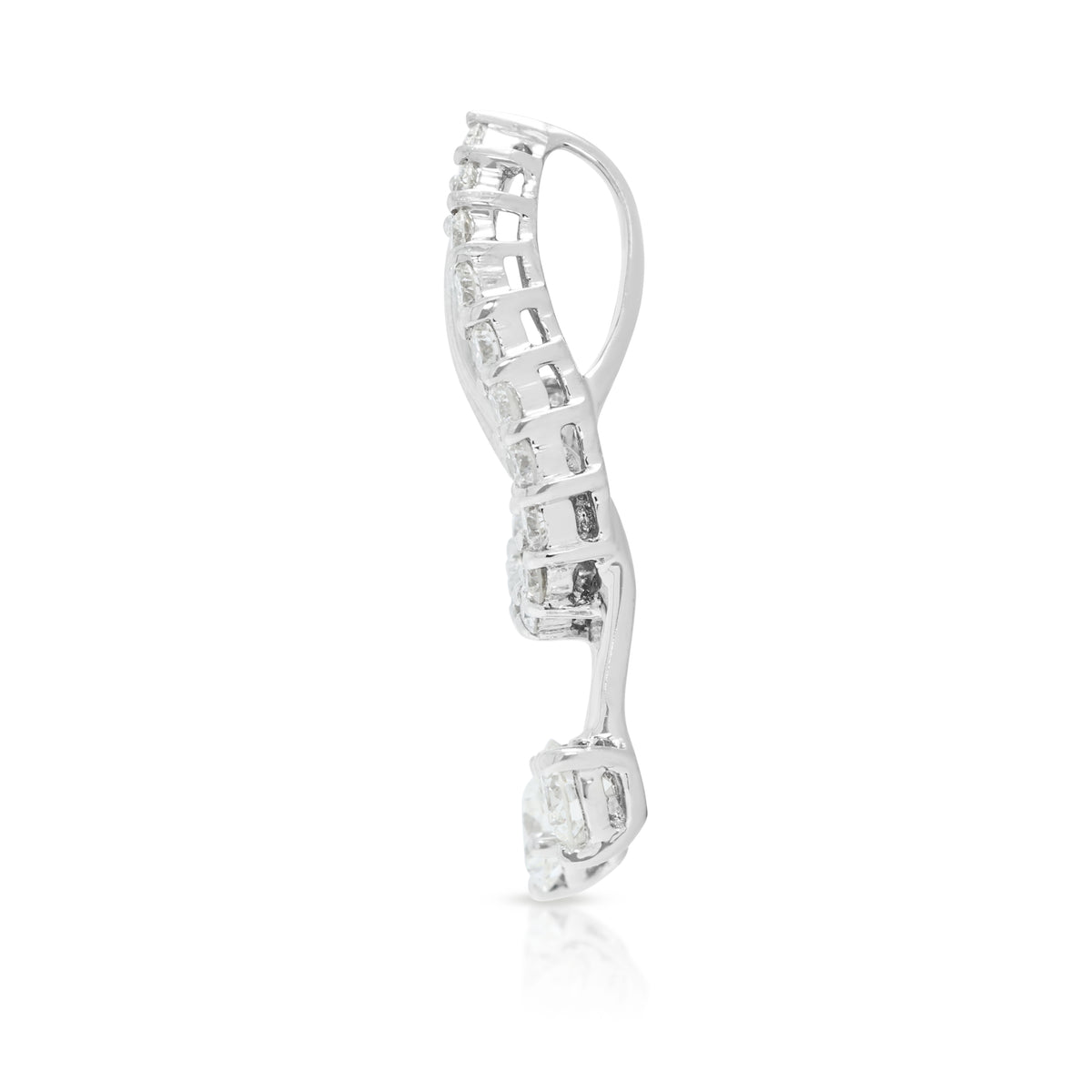 Captivating 0.62ct Natural Diamond Curved Ribbon Dangling Pendant in 18K White Gold