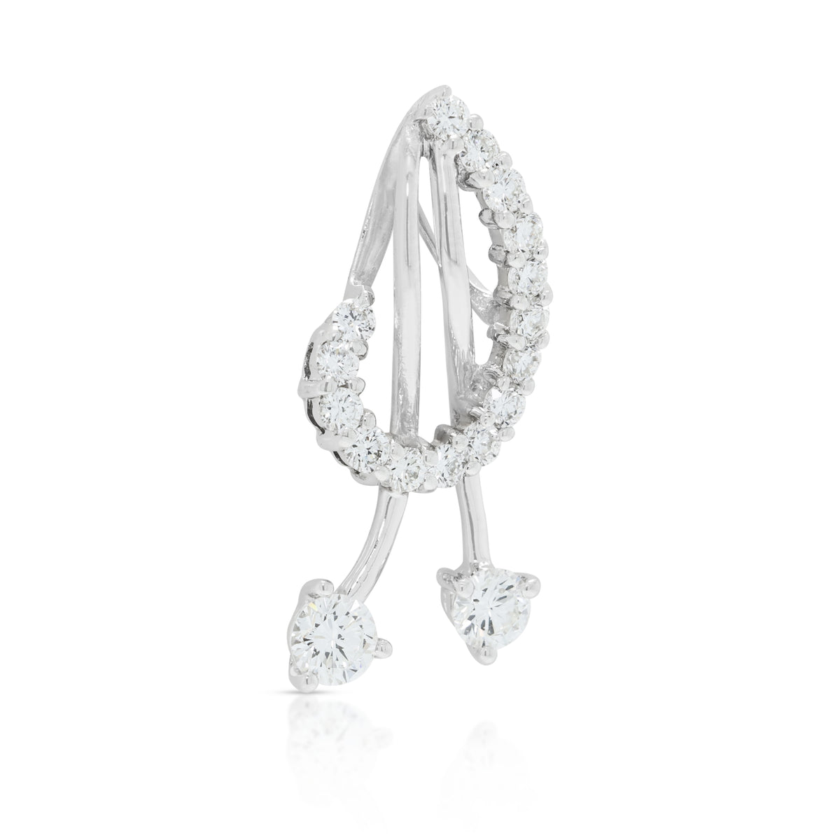 Captivating 0.62ct Natural Diamond Curved Ribbon Dangling Pendant in 18K White Gold