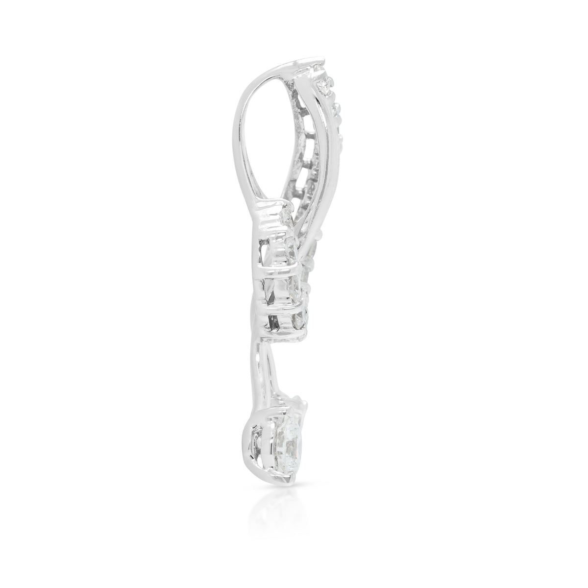 Captivating 0.62ct Natural Diamond Curved Ribbon Dangling Pendant in 18K White Gold