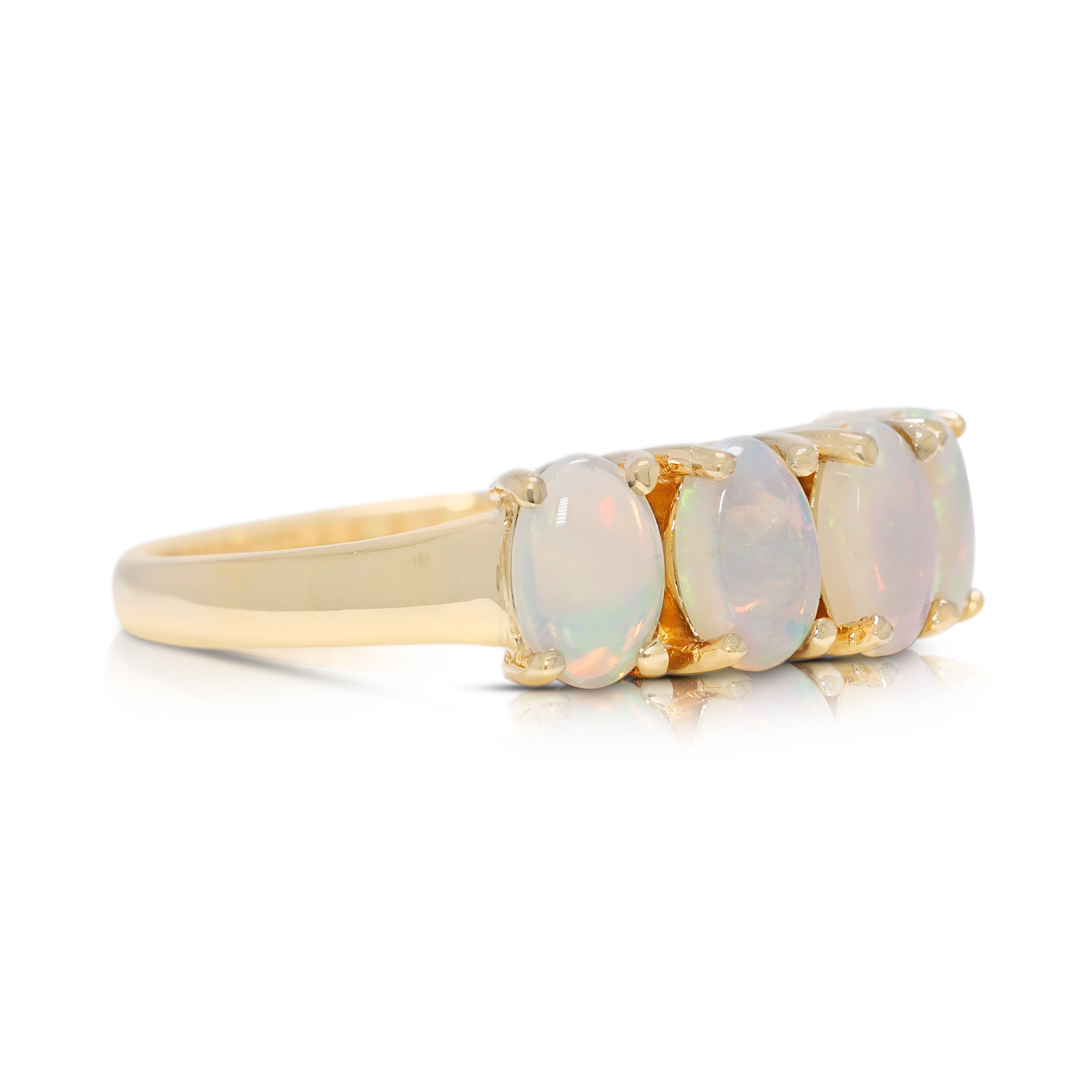 Eye-catching 5-Stone Opal Ring in 18K Yellow Gold