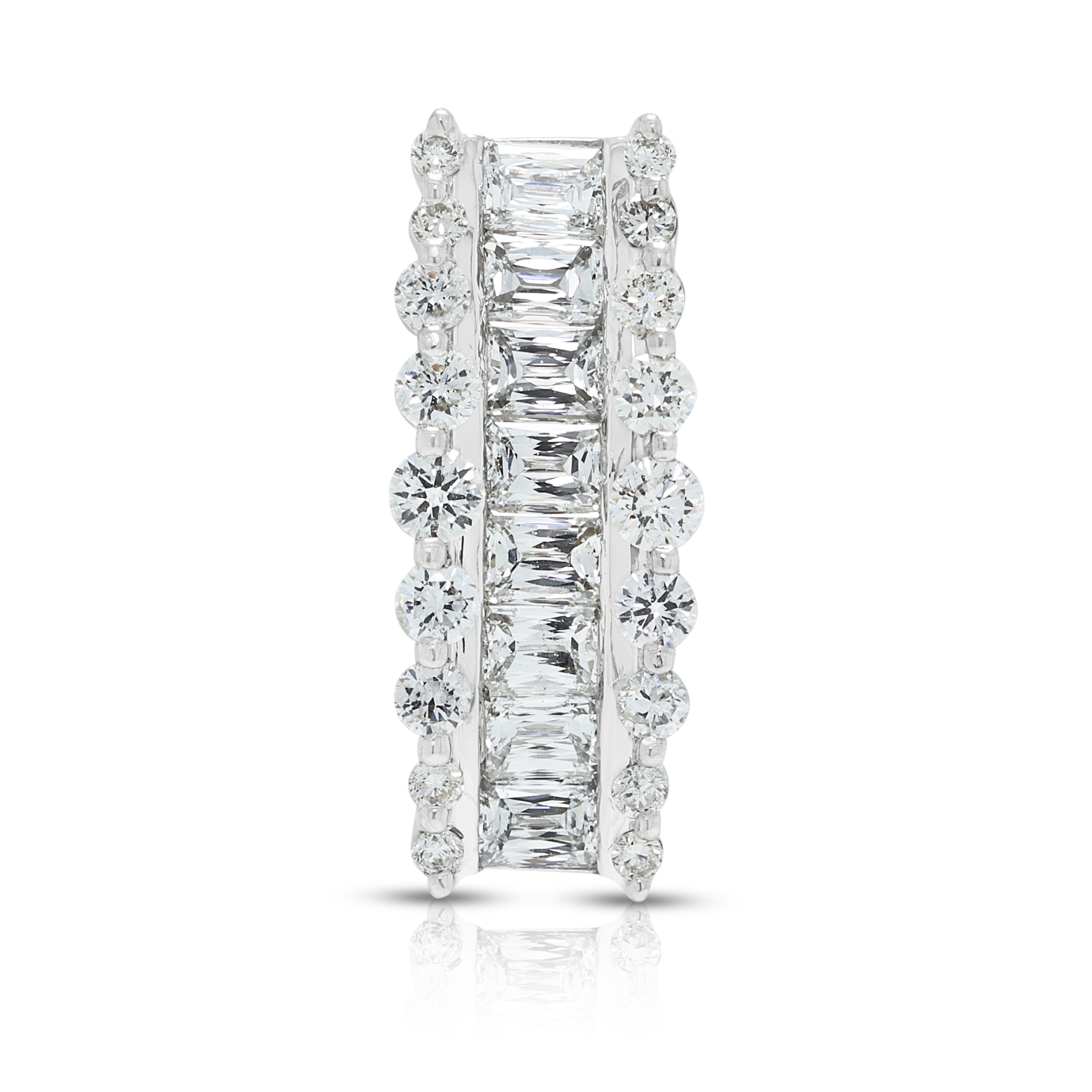 Elegant 1.12ct Natural Diamond Vertical Bar Pendant in 18K White Gold