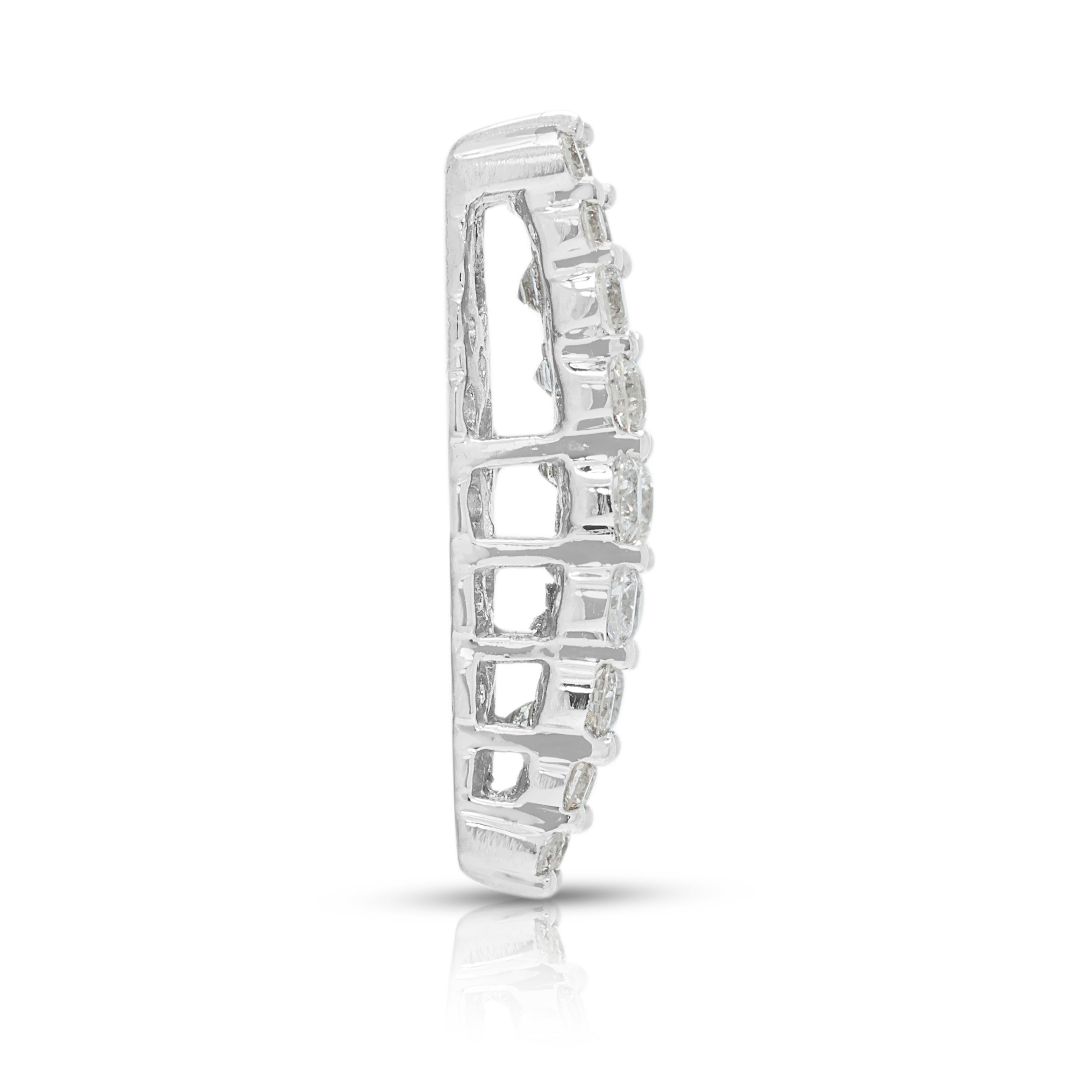 Elegant 1.12ct Natural Diamond Vertical Bar Pendant in 18K White Gold