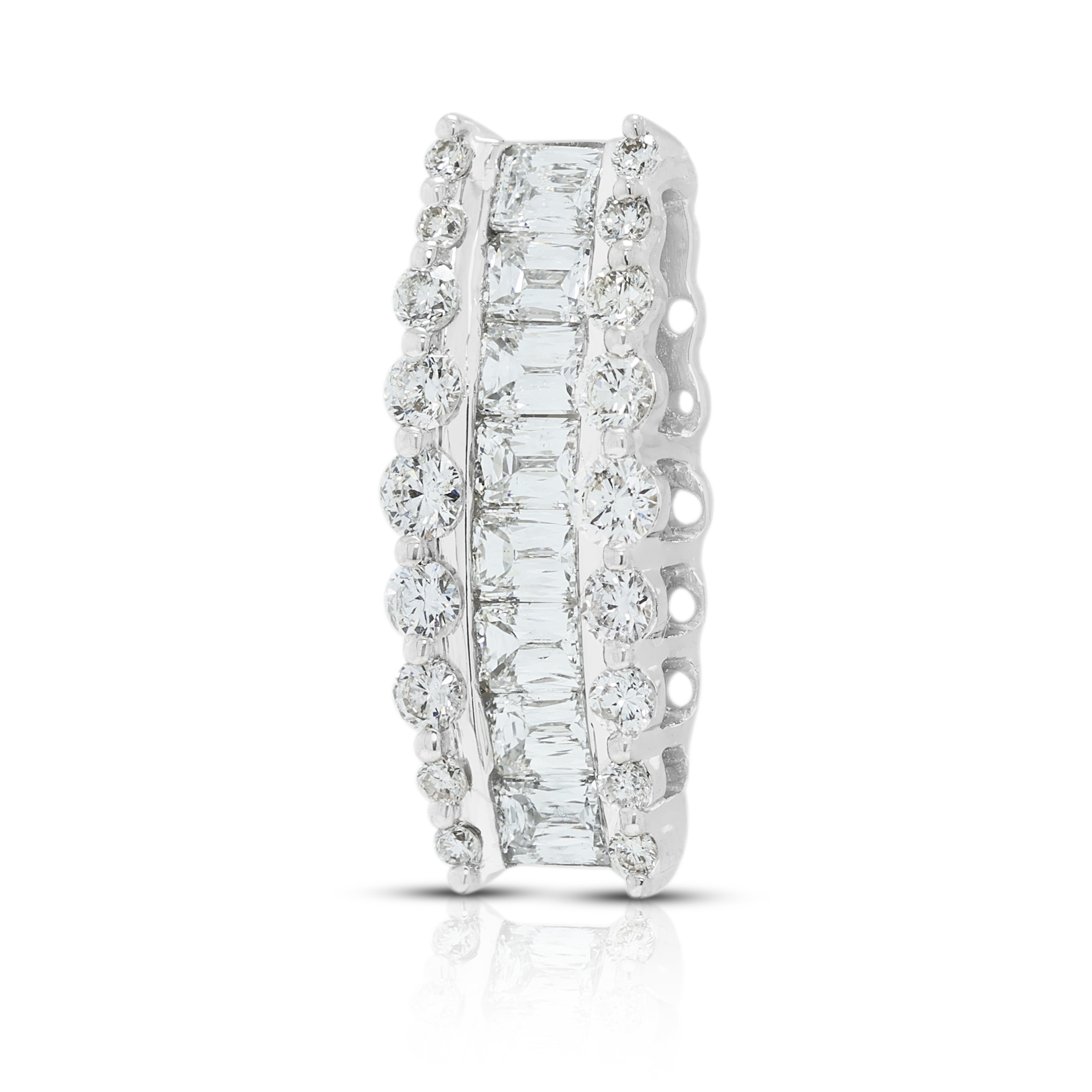 Elegant 1.12ct Natural Diamond Vertical Bar Pendant in 18K White Gold