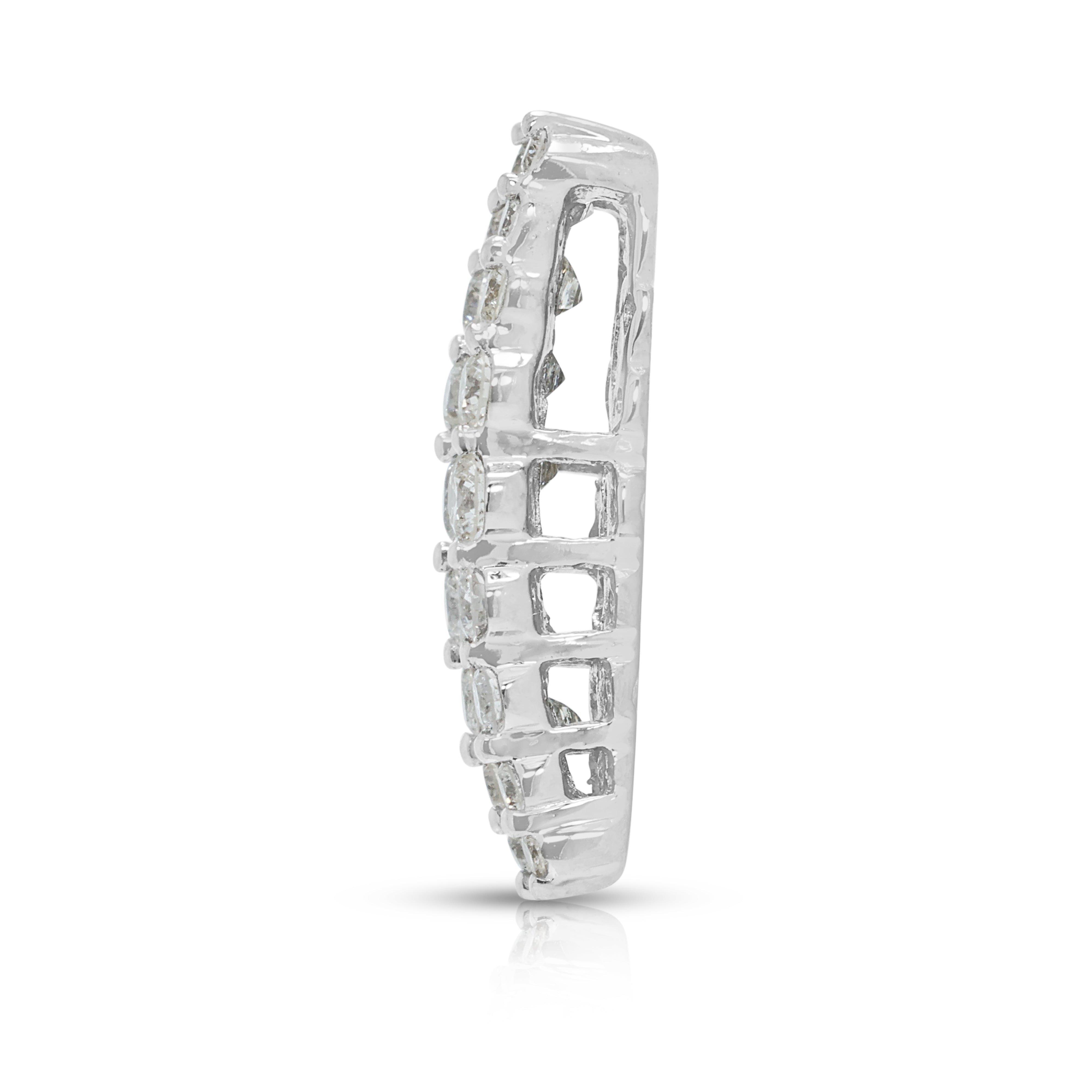 Elegant 1.12ct Natural Diamond Vertical Bar Pendant in 18K White Gold