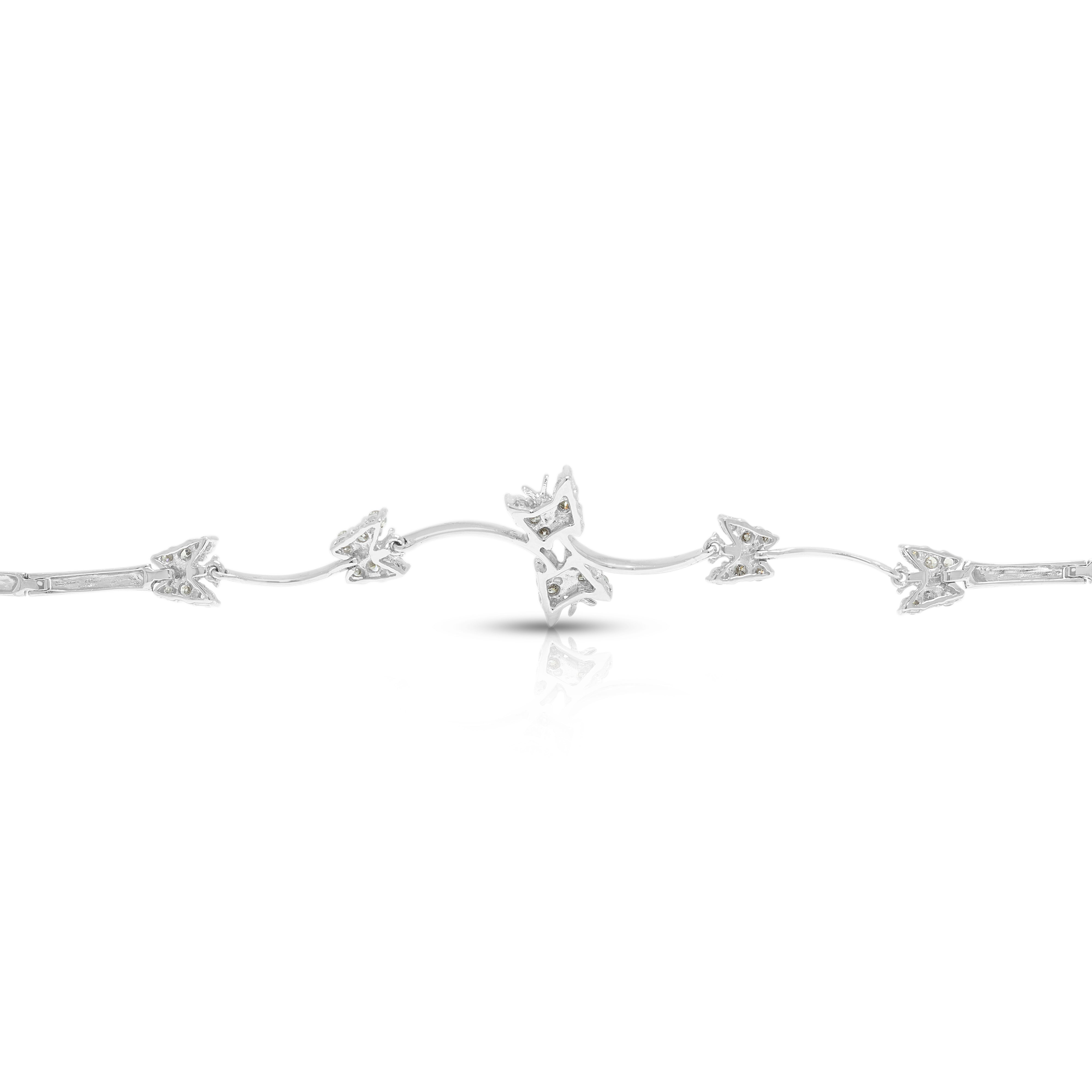 Whimsical 0.36ct Natural Diamond Butterfly Station Bracelet in 18K White Gold