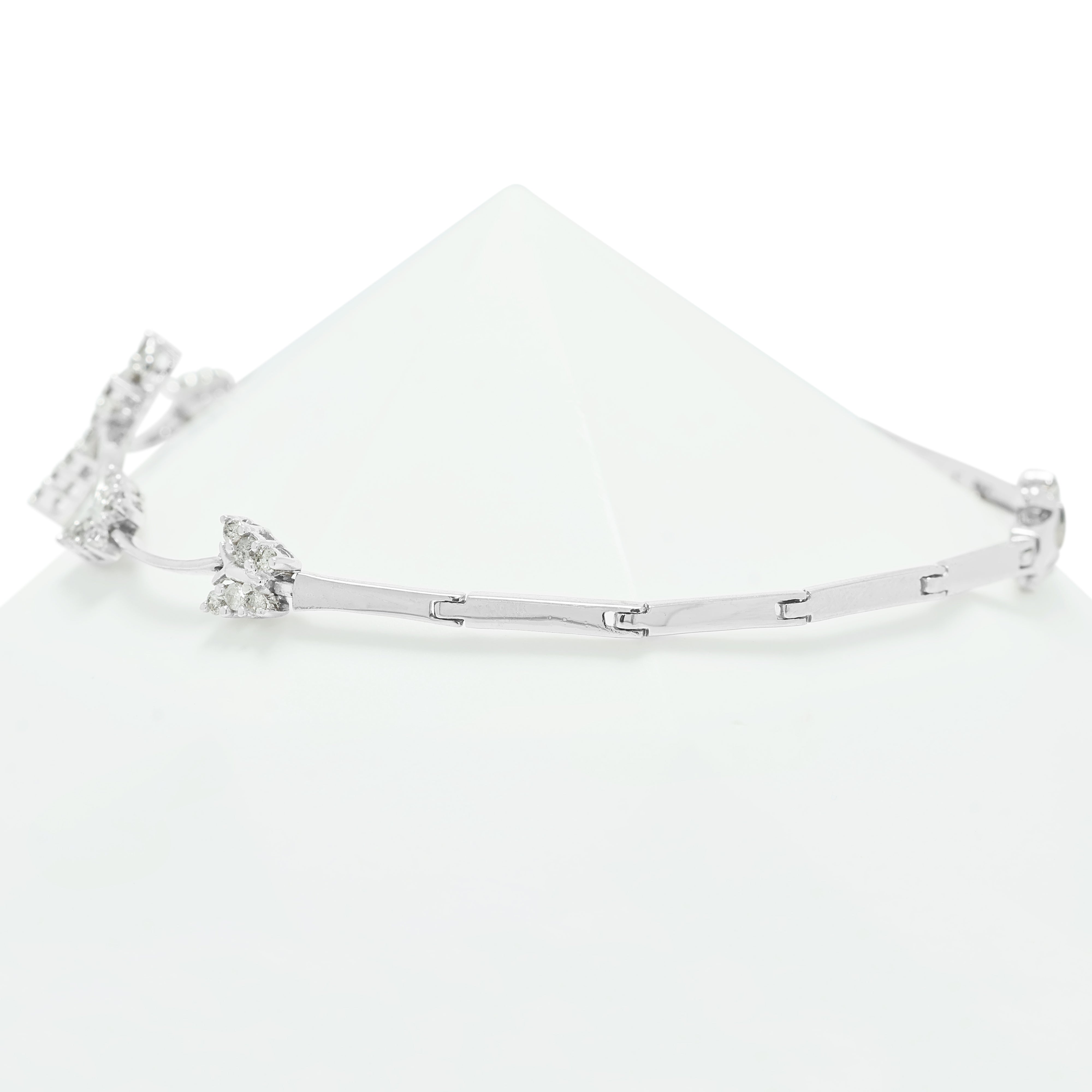 Whimsical 0.36ct Natural Diamond Butterfly Station Bracelet in 18K White Gold