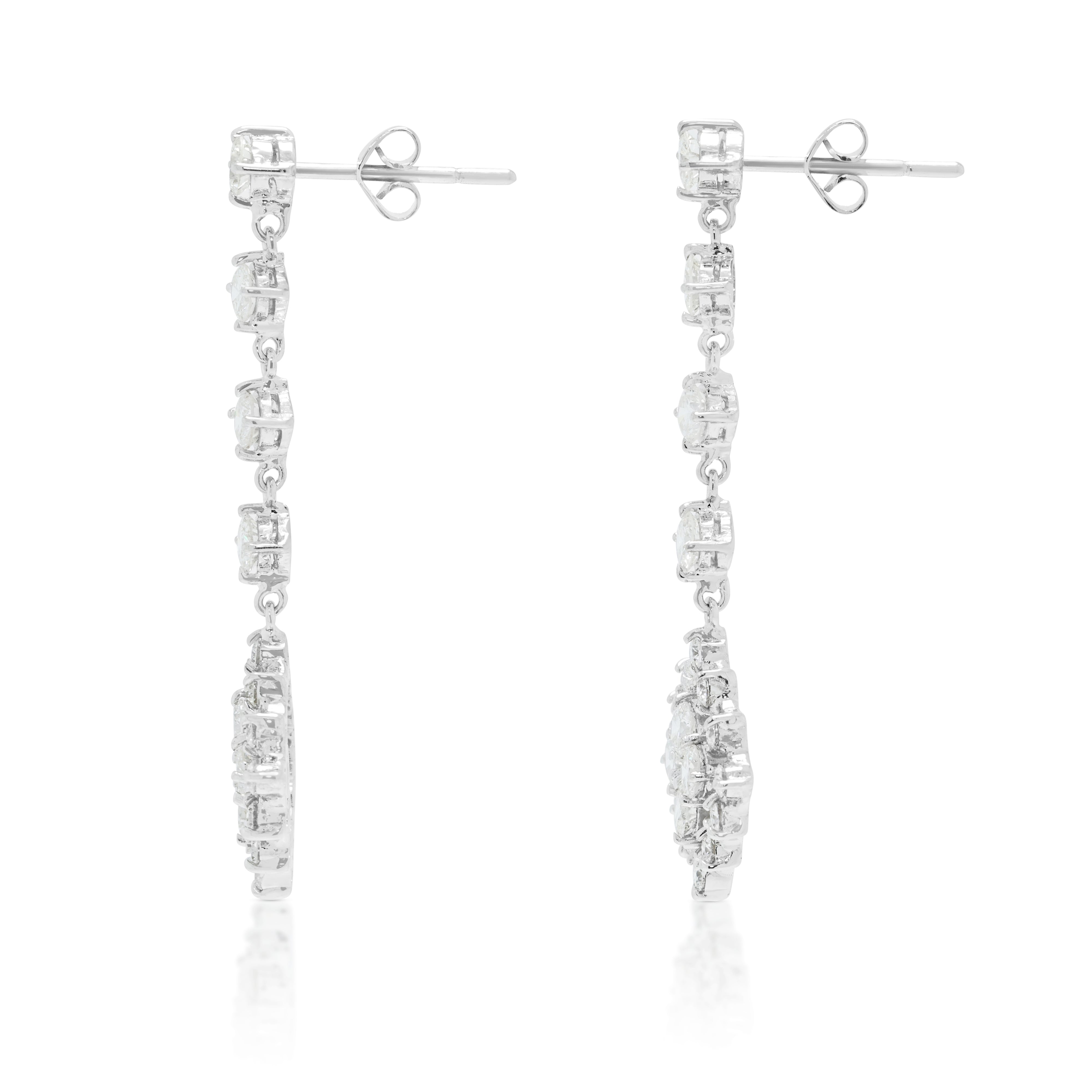 Sophisticated 1.16ct Natural Diamond Geometric Rhombus Drop Earrings in 14K White Gold