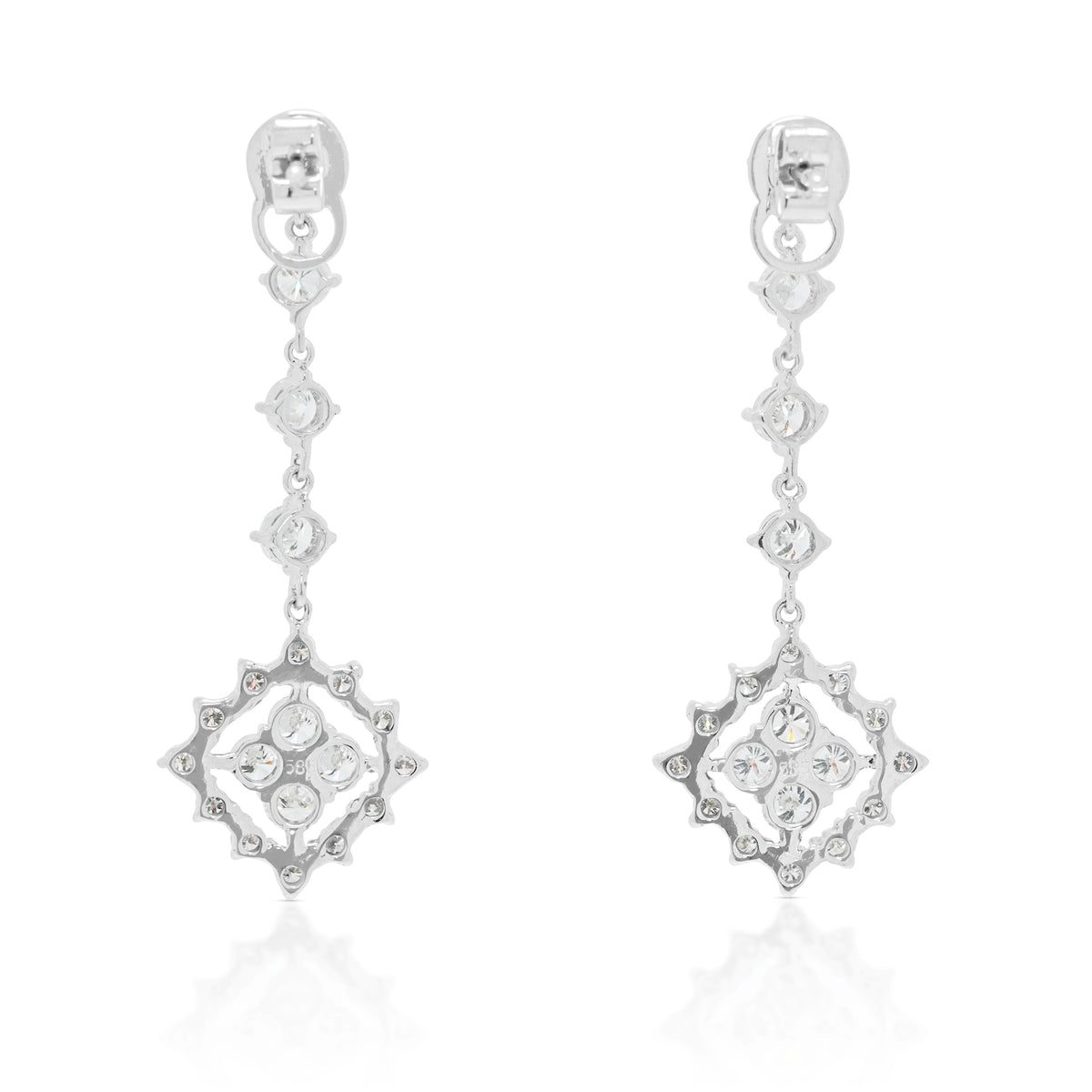 Sophisticated 1.16ct Natural Diamond Geometric Rhombus Drop Earrings in 14K White Gold