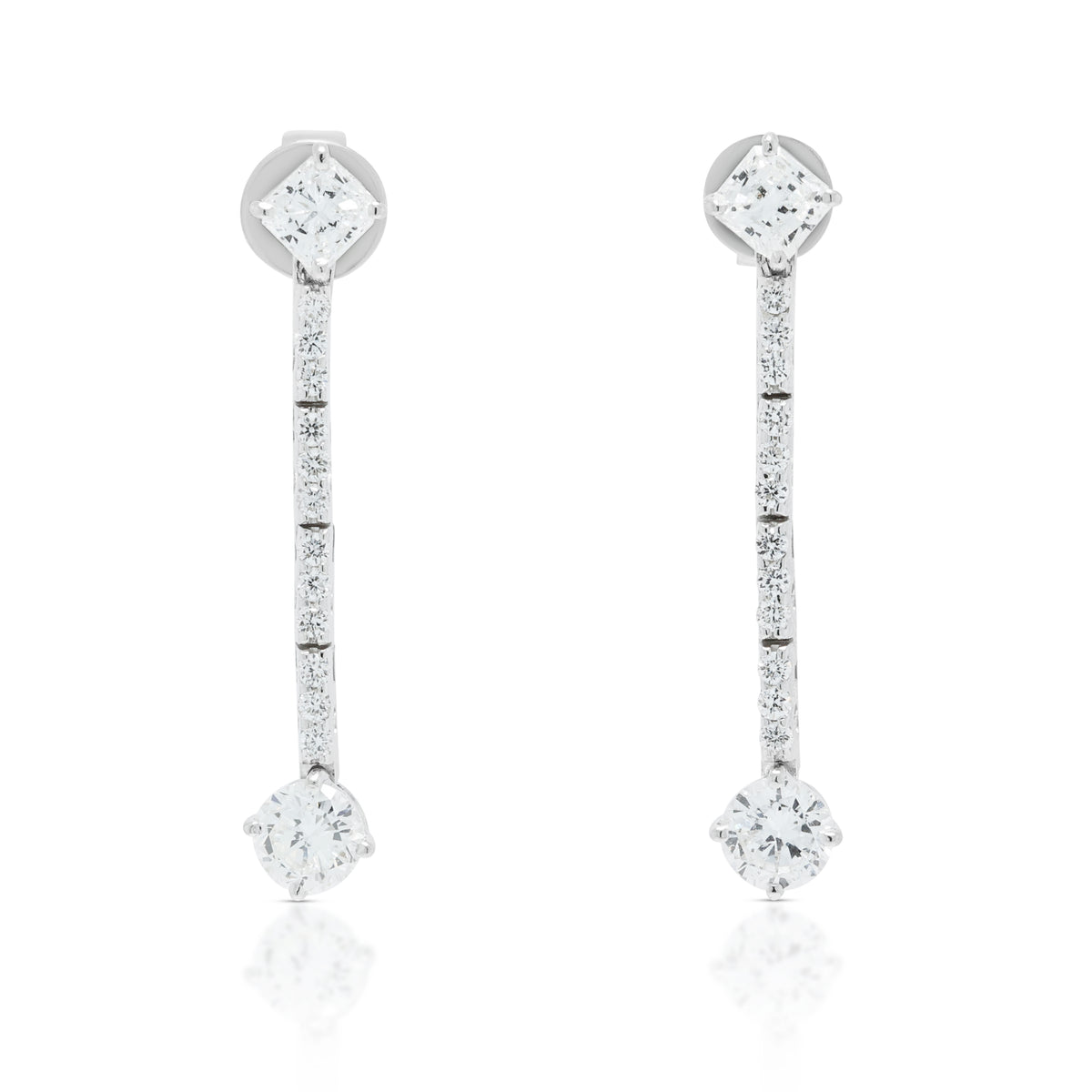Sophisticated 1.02ct Natural Diamond Linear Drop Earrings in 18K White Gold