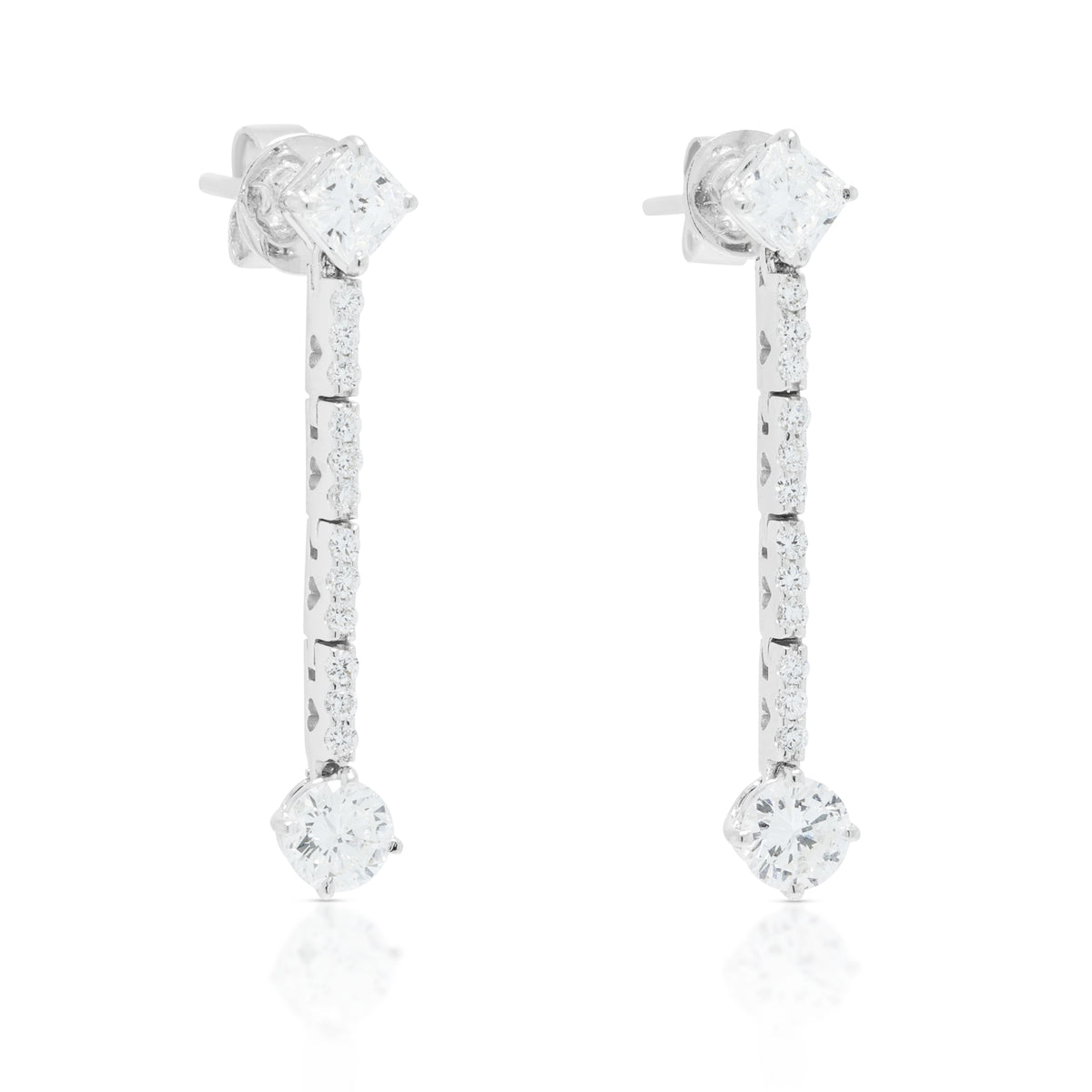 Sophisticated 1.02ct Natural Diamond Linear Drop Earrings in 18K White Gold