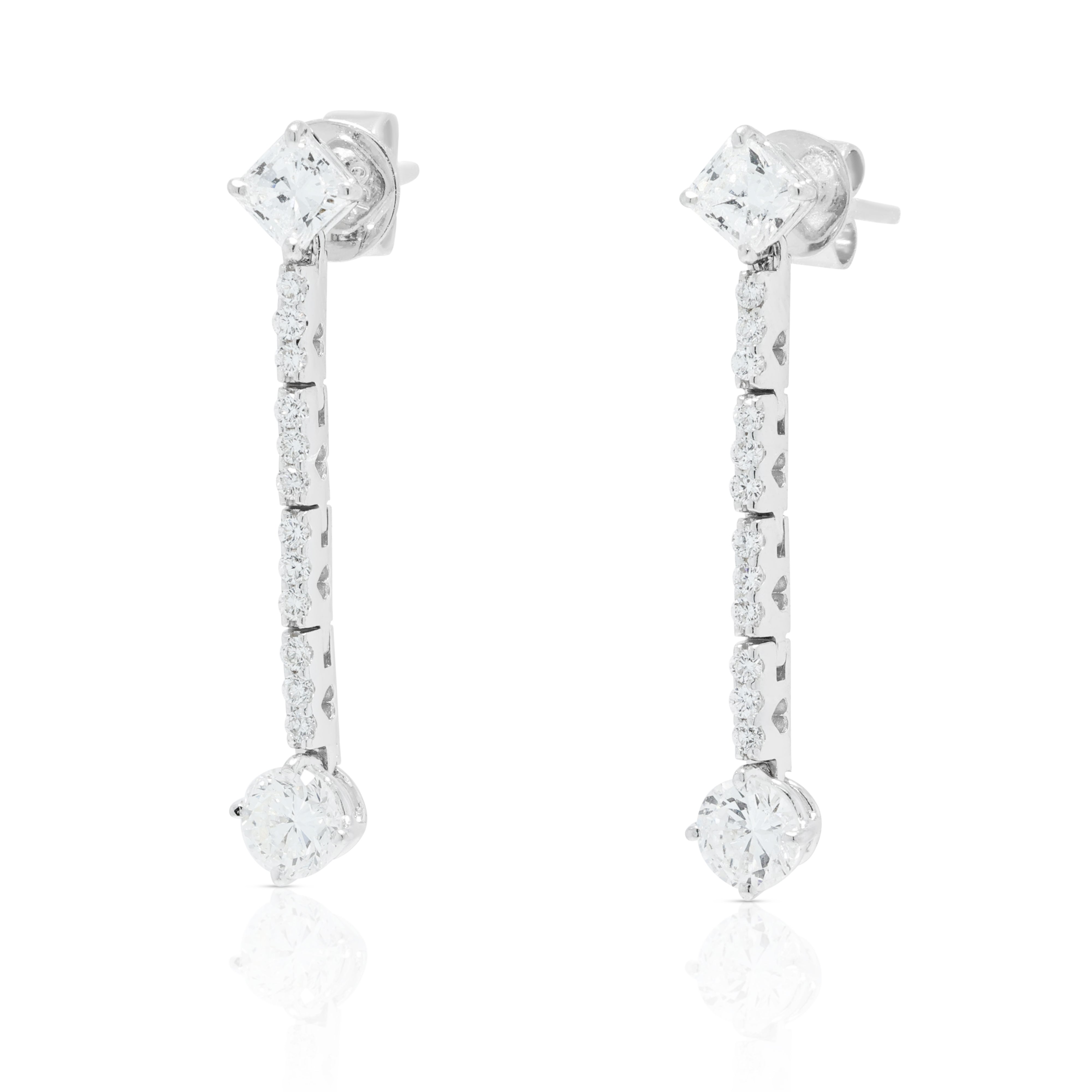 Sophisticated 1.02ct Natural Diamond Linear Drop Earrings in 18K White Gold