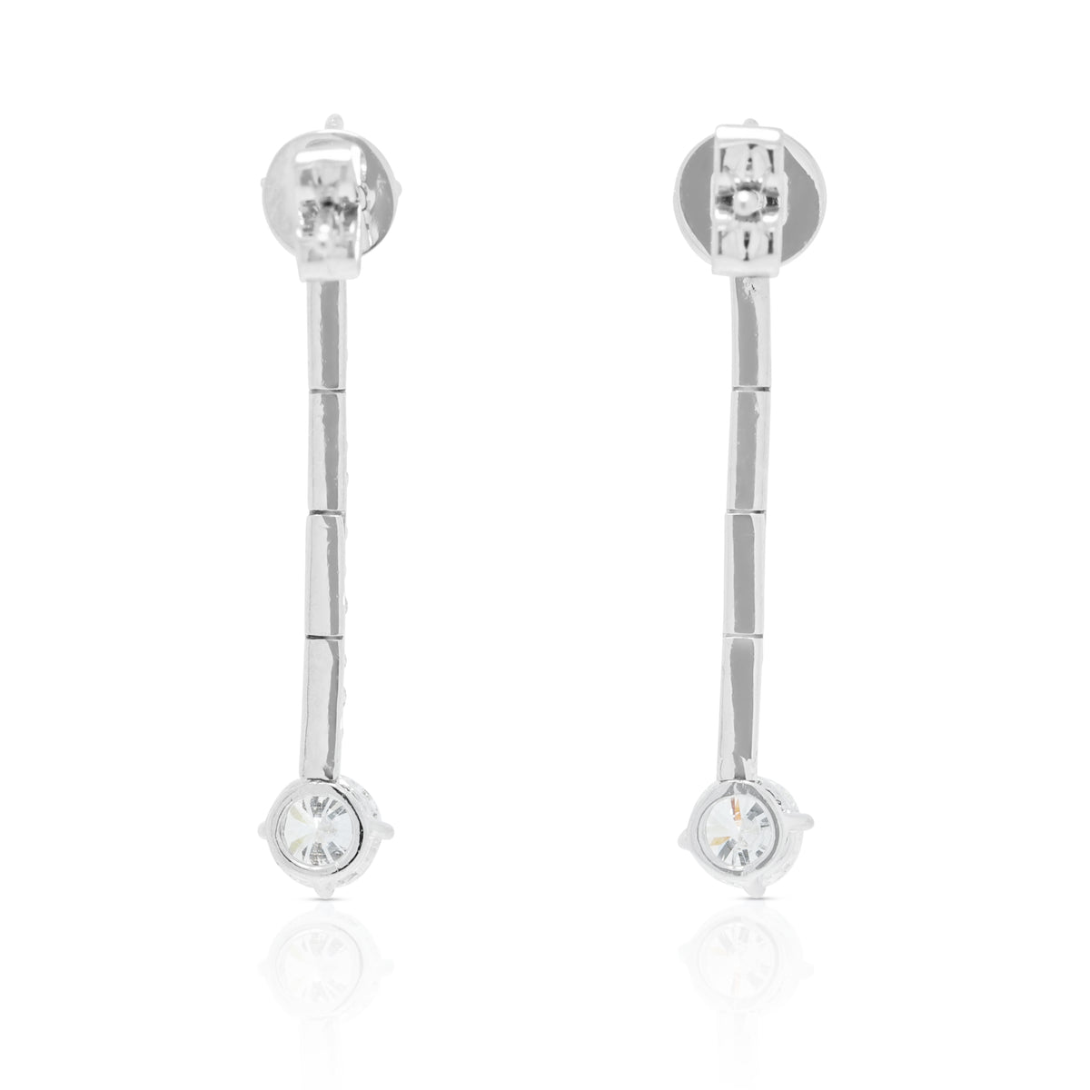 Sophisticated 1.02ct Natural Diamond Linear Drop Earrings in 18K White Gold