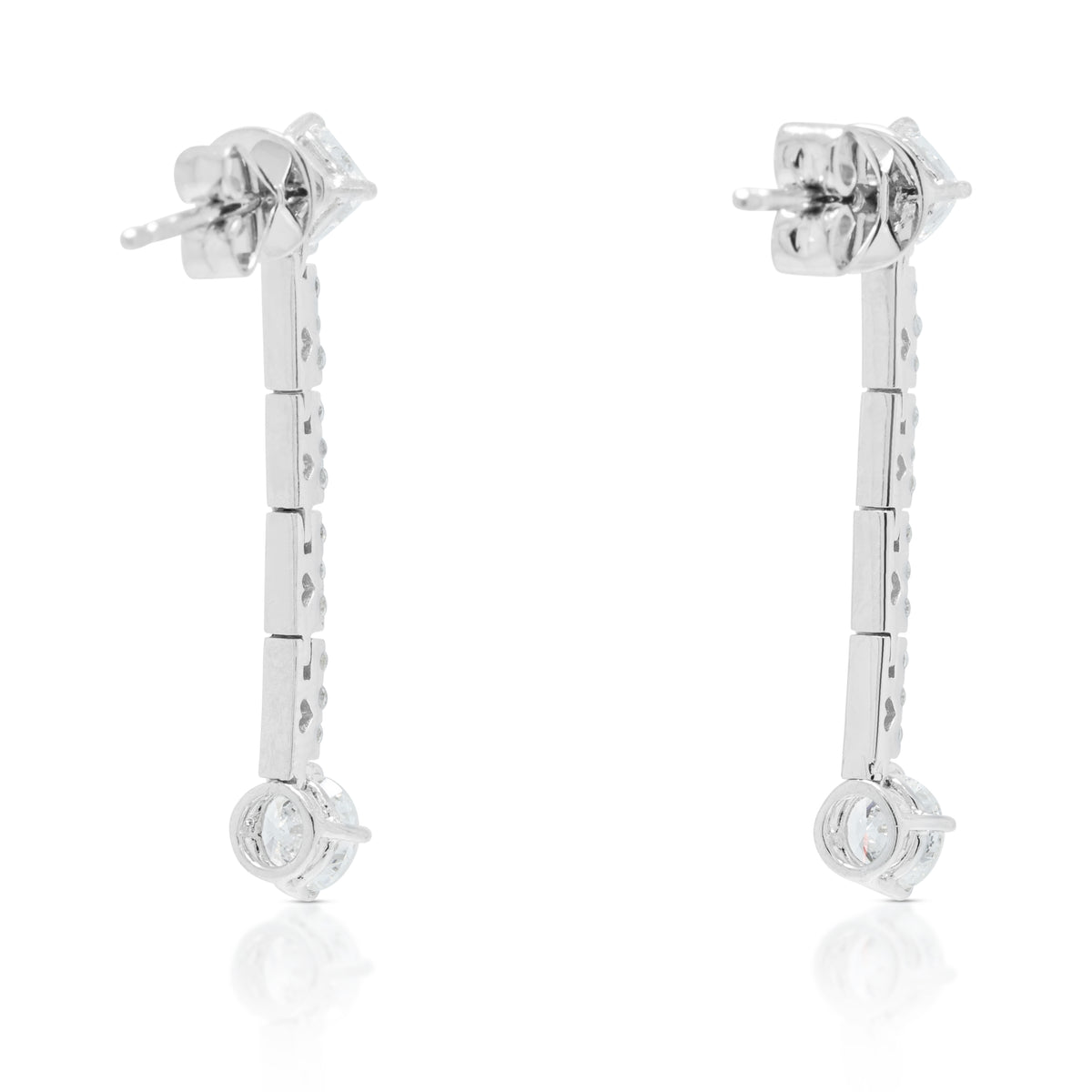 Sophisticated 1.02ct Natural Diamond Linear Drop Earrings in 18K White Gold