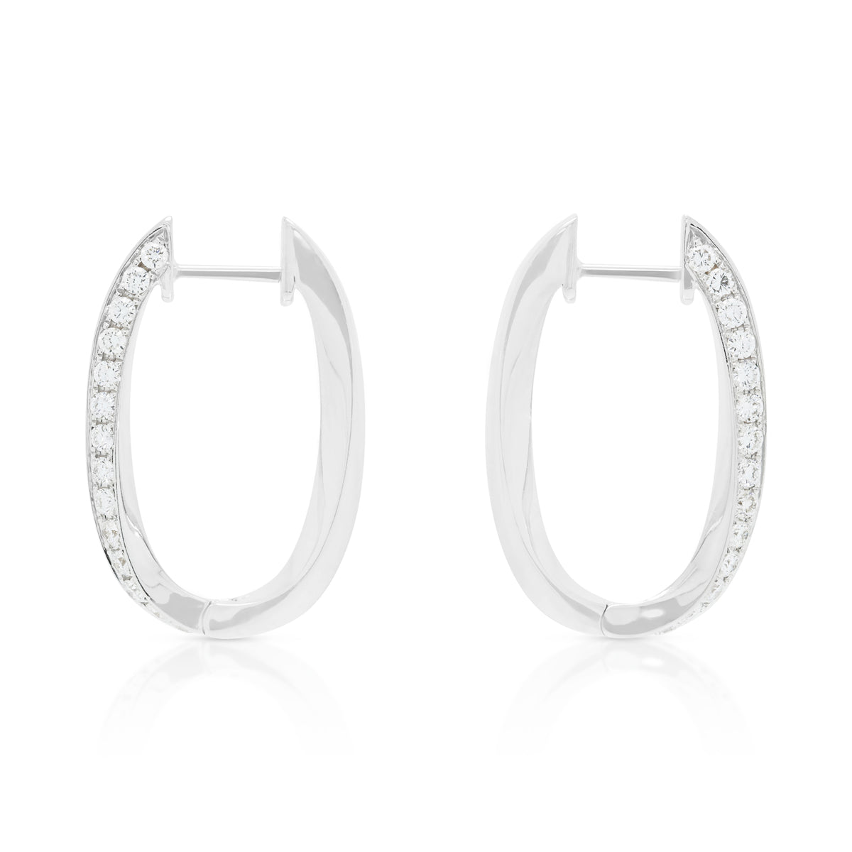 Impeccable 0.67ct Natural Diamond Oval Twist Hoop Earrings in 18K White Gold (New)