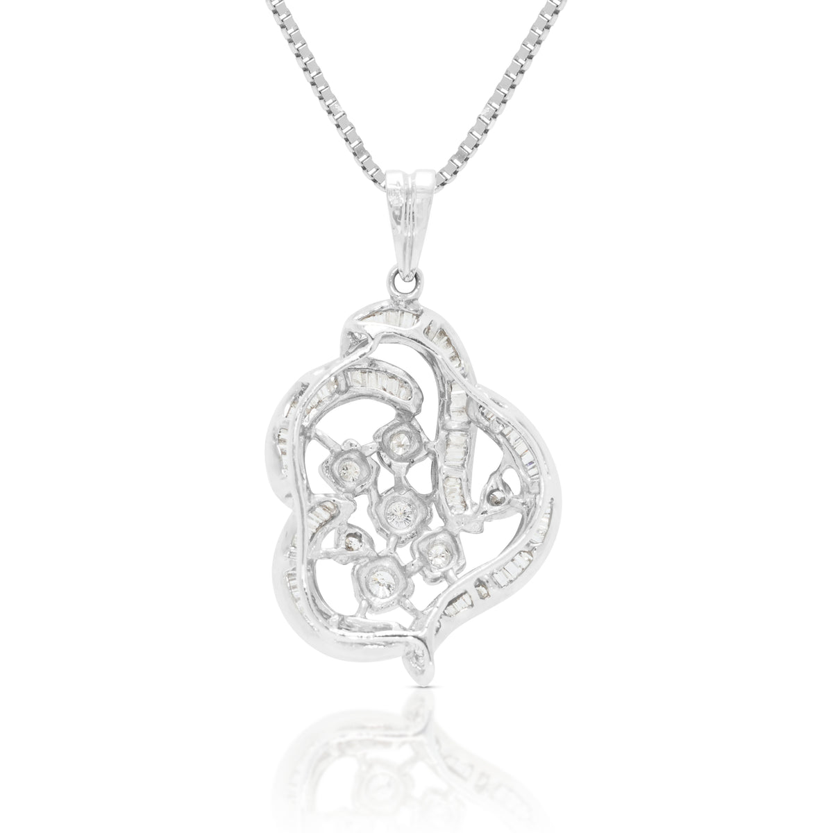 Spectacular 0.50ct Natural Diamond Stylized Pendant Necklace in 18K White Gold