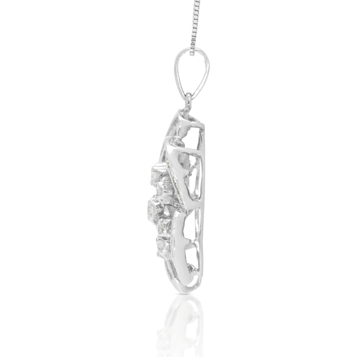 Spectacular 0.50ct Natural Diamond Stylized Pendant Necklace in 18K White Gold