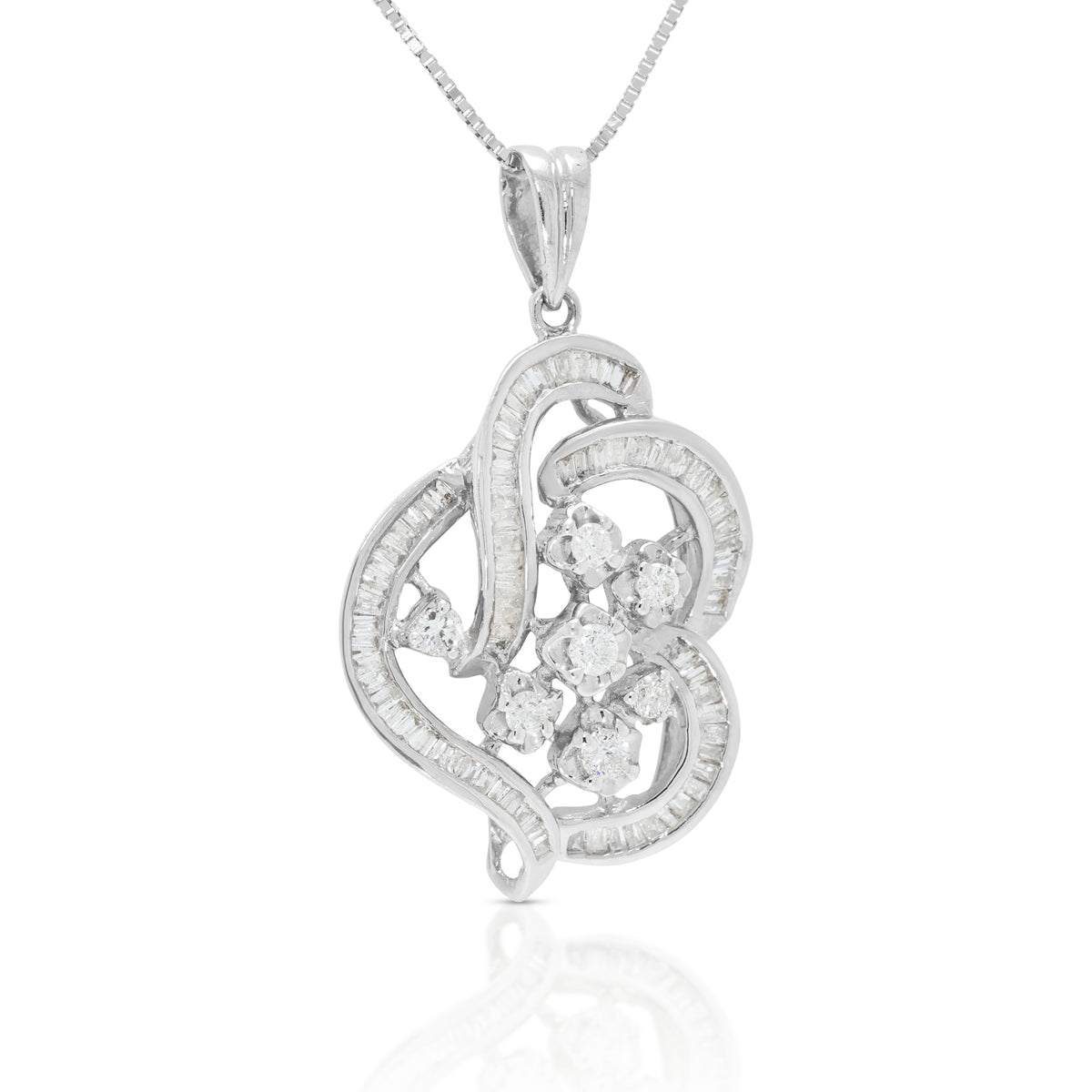 Spectacular 0.50ct Natural Diamond Stylized Pendant Necklace in 18K White Gold