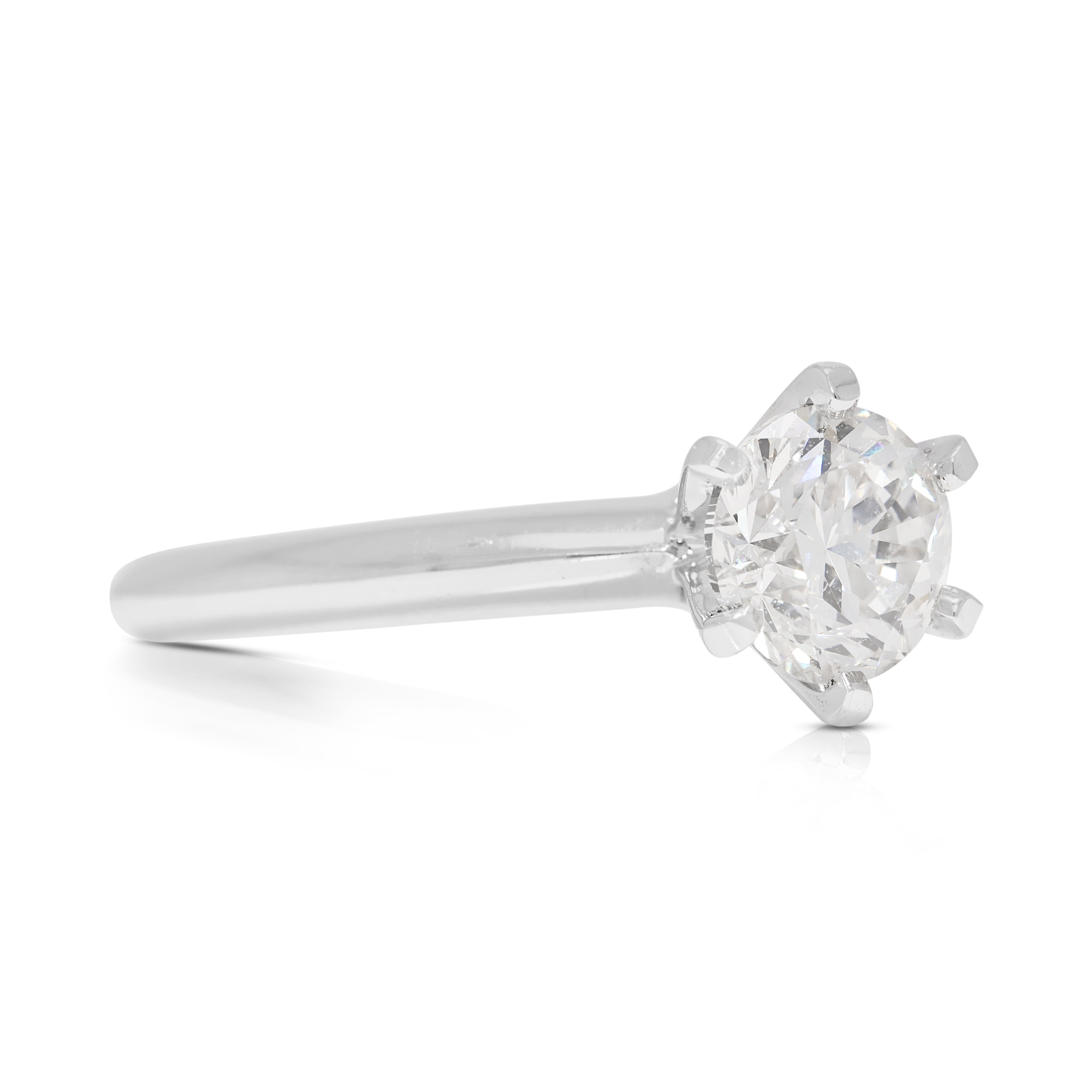 Pristine 1ct Natural Diamond 18K White Gold Solitaire Ring (New-Unworn) - NGI Certified