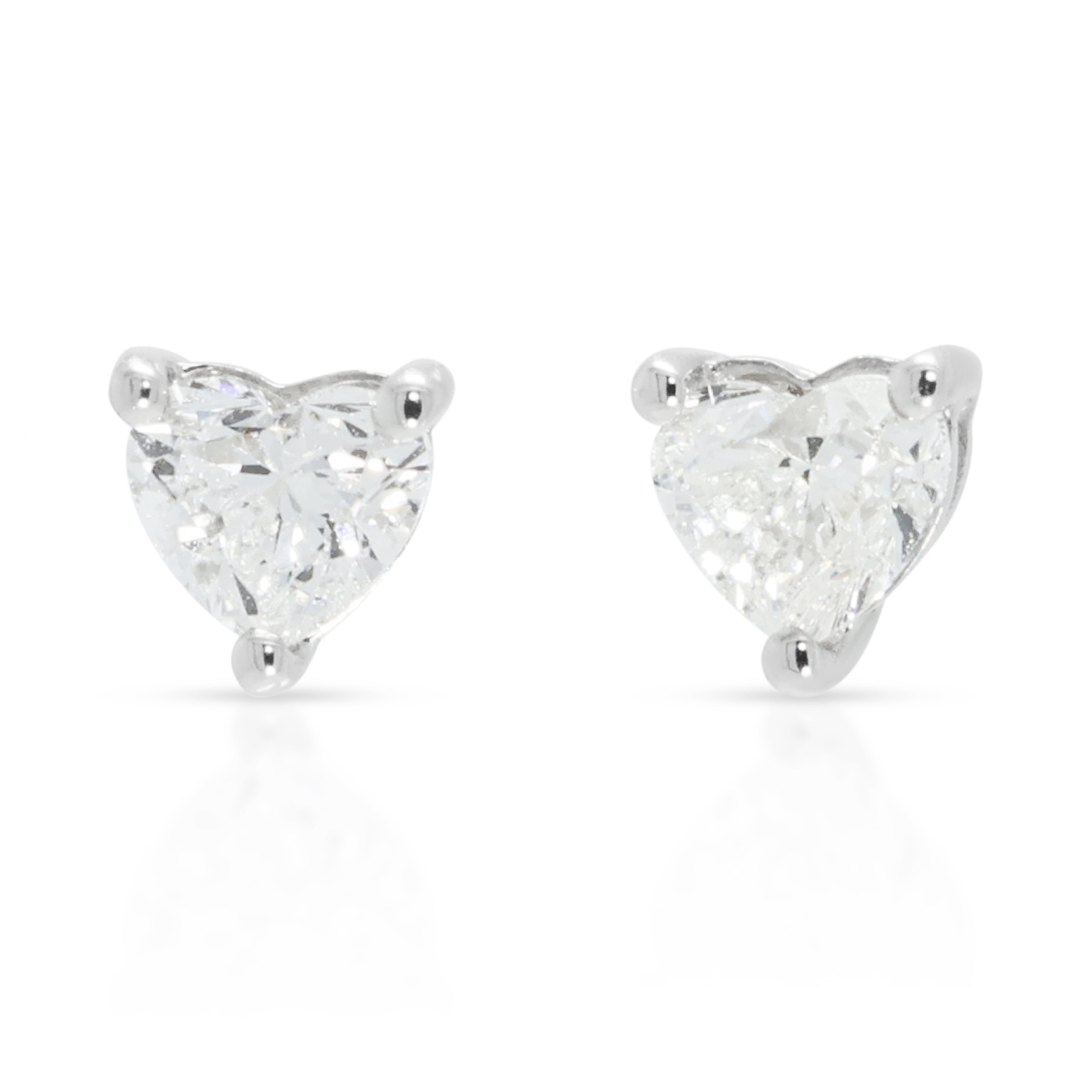 Pristine 0.28ct Natural Diamond Heart Solitaire Stud Earrings in 18K White Gold