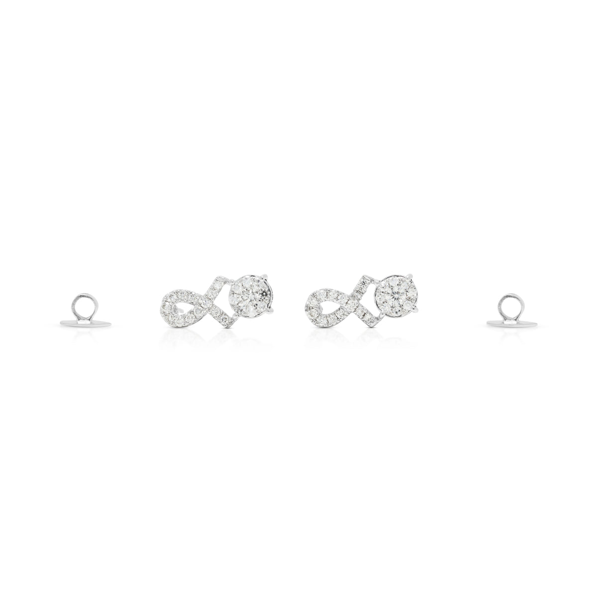 Elegant 0.33ct Natural Diamond Stylized Infinity Ribbon Earrings in 18K White Gold