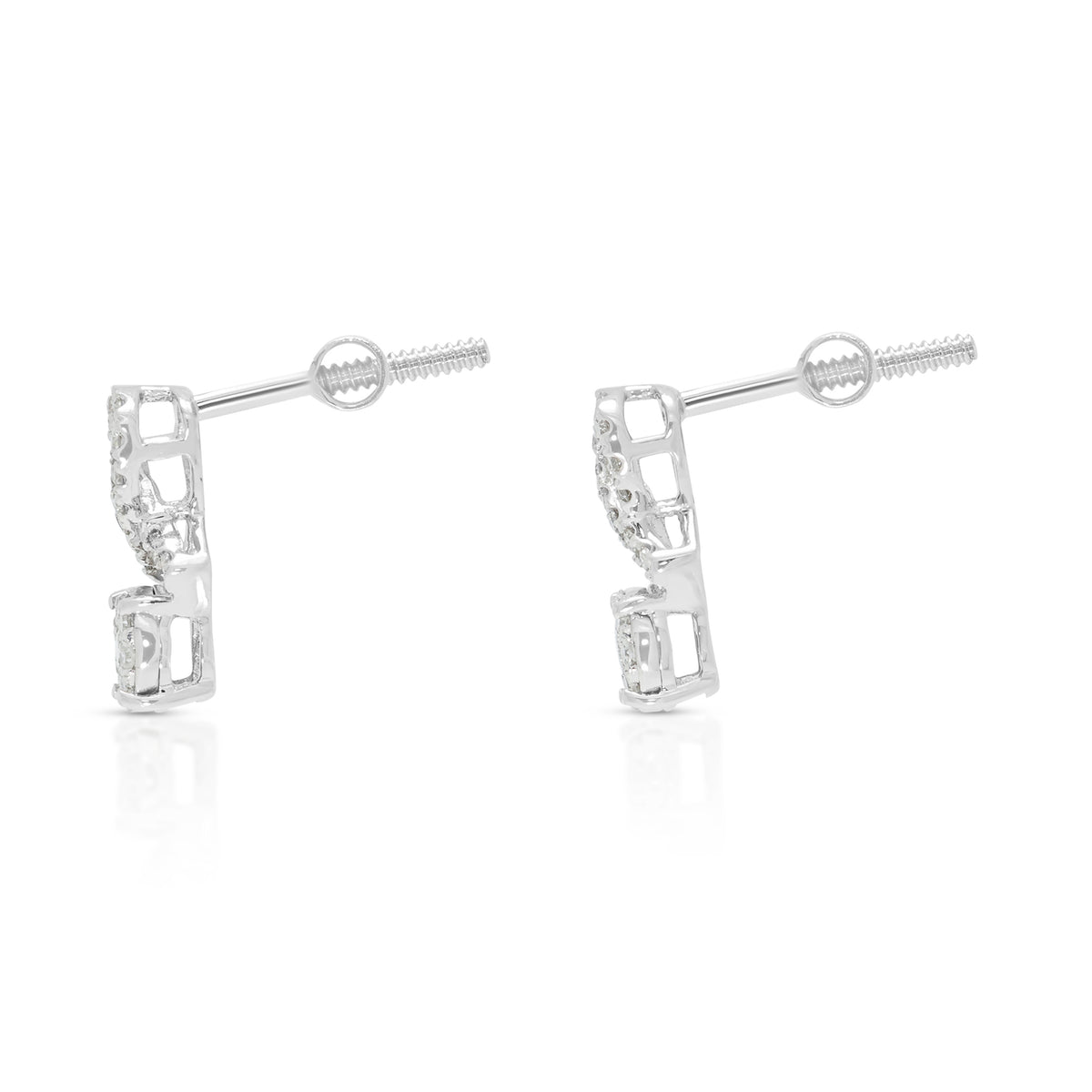 Elegant 0.33ct Natural Diamond Stylized Infinity Ribbon Earrings in 18K White Gold
