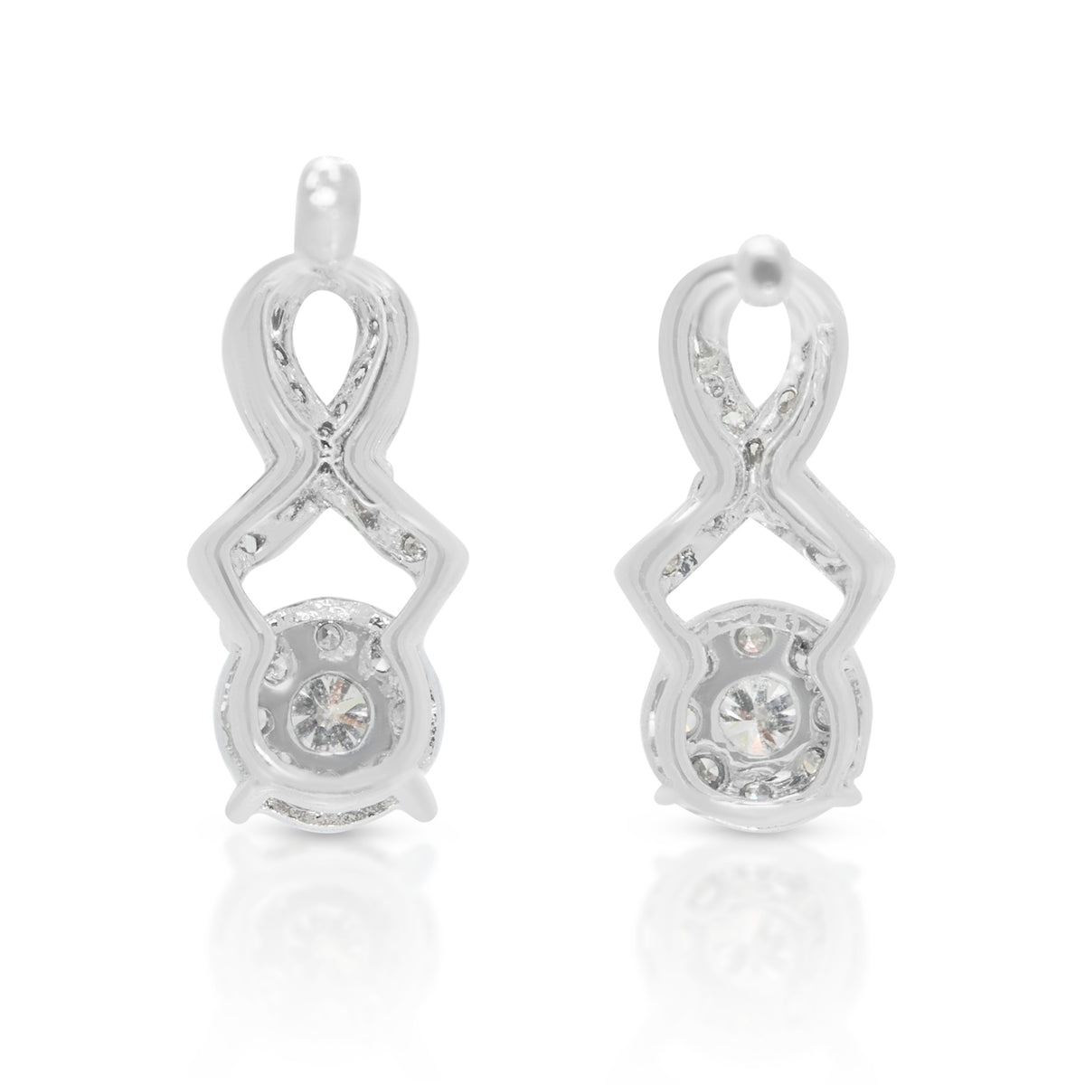 Elegant 0.33ct Natural Diamond Stylized Infinity Ribbon Earrings in 18K White Gold