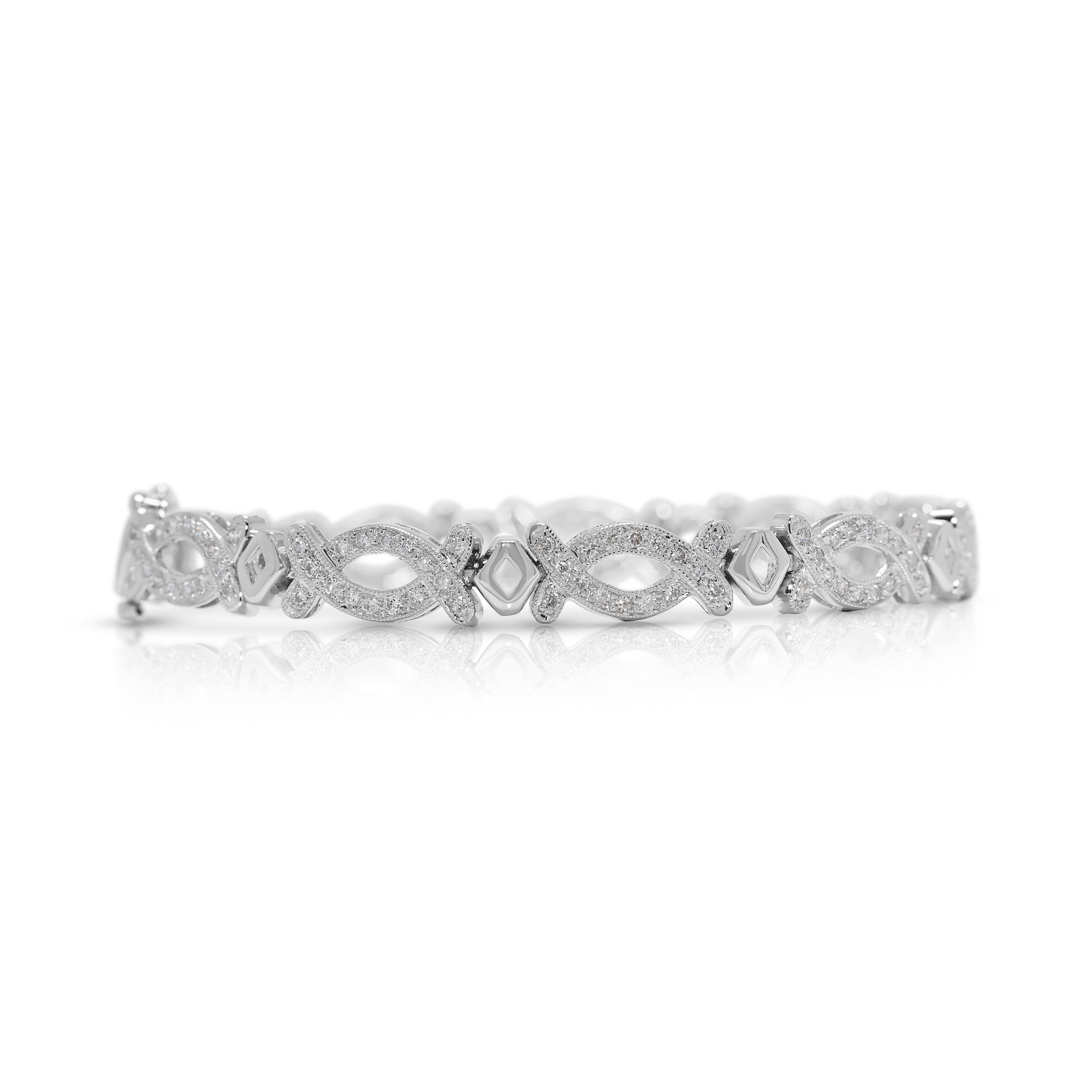 Elegant 1.76ct Natural Diamond Link Bracelet in 18K White Gold