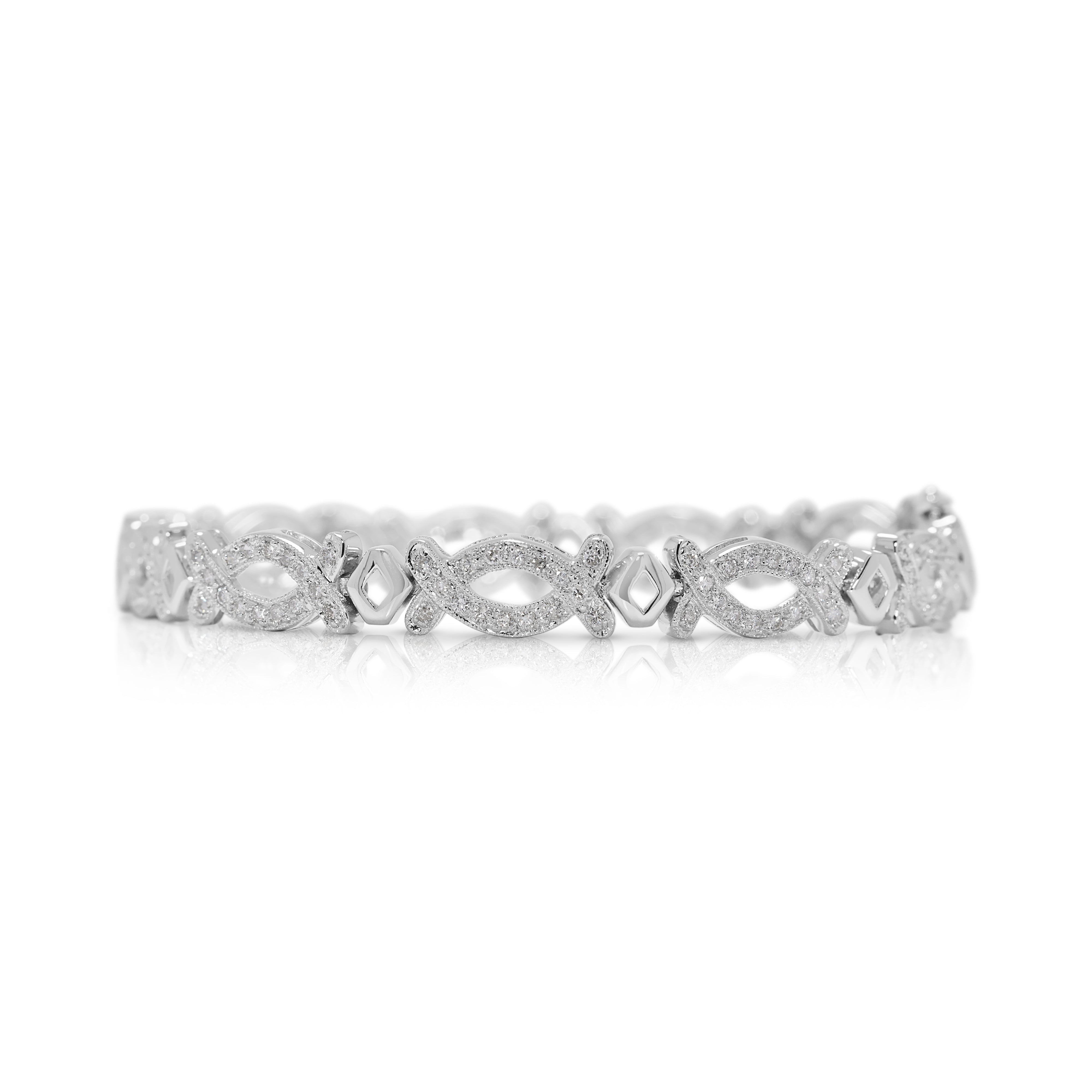 Elegant 1.76ct Natural Diamond Link Bracelet in 18K White Gold