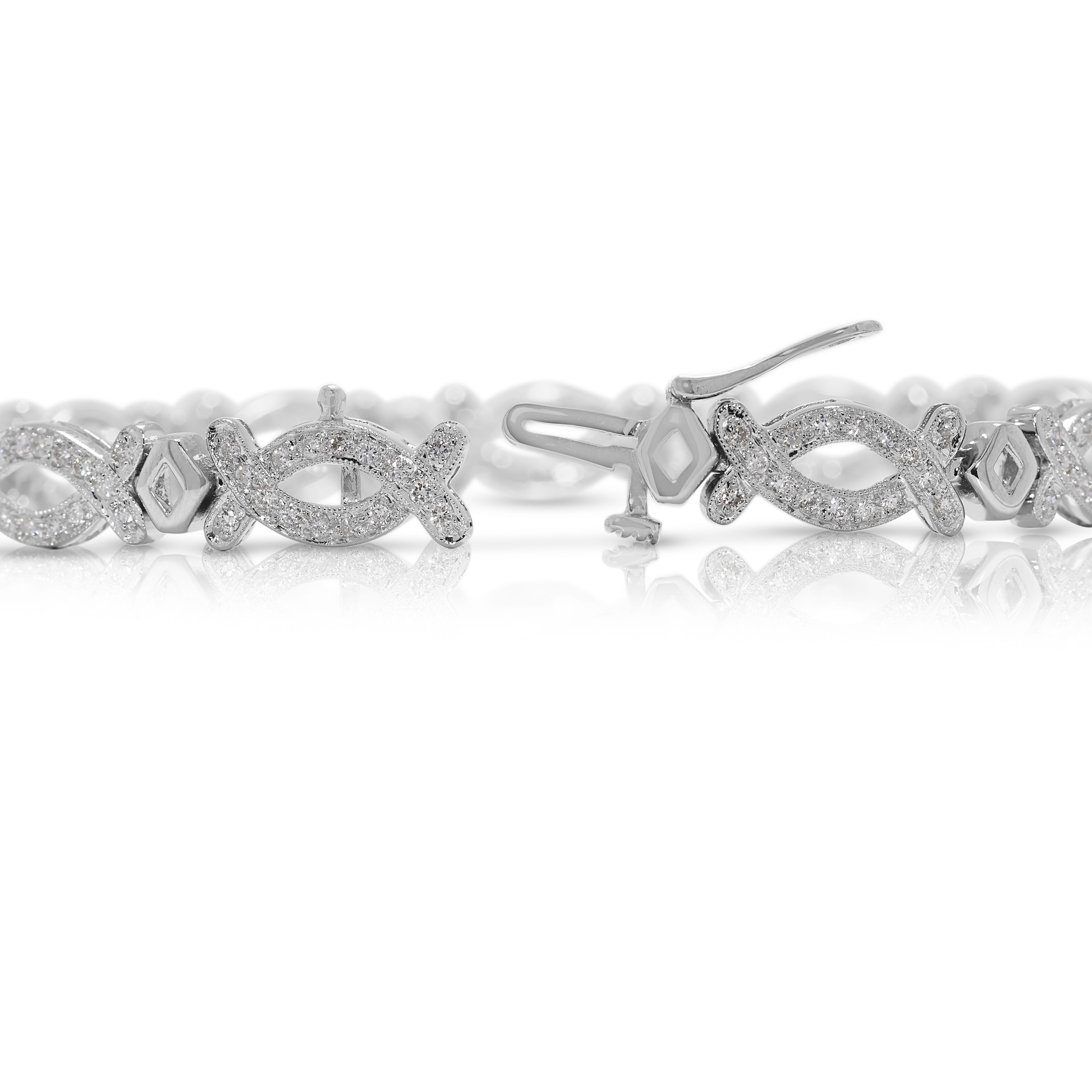 Elegant 1.76ct Natural Diamond Link Bracelet in 18K White Gold