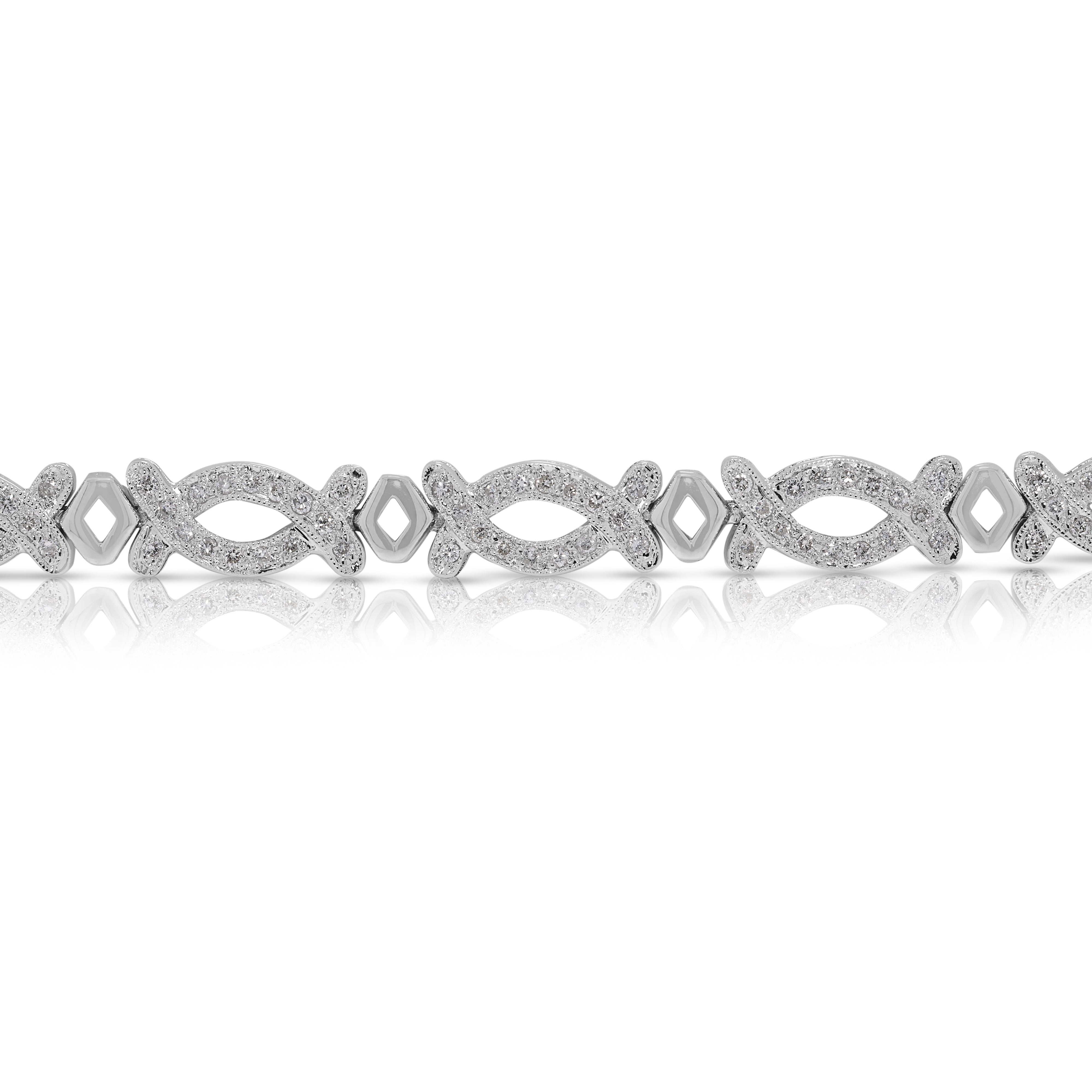 Elegant 1.76ct Natural Diamond Link Bracelet in 18K White Gold