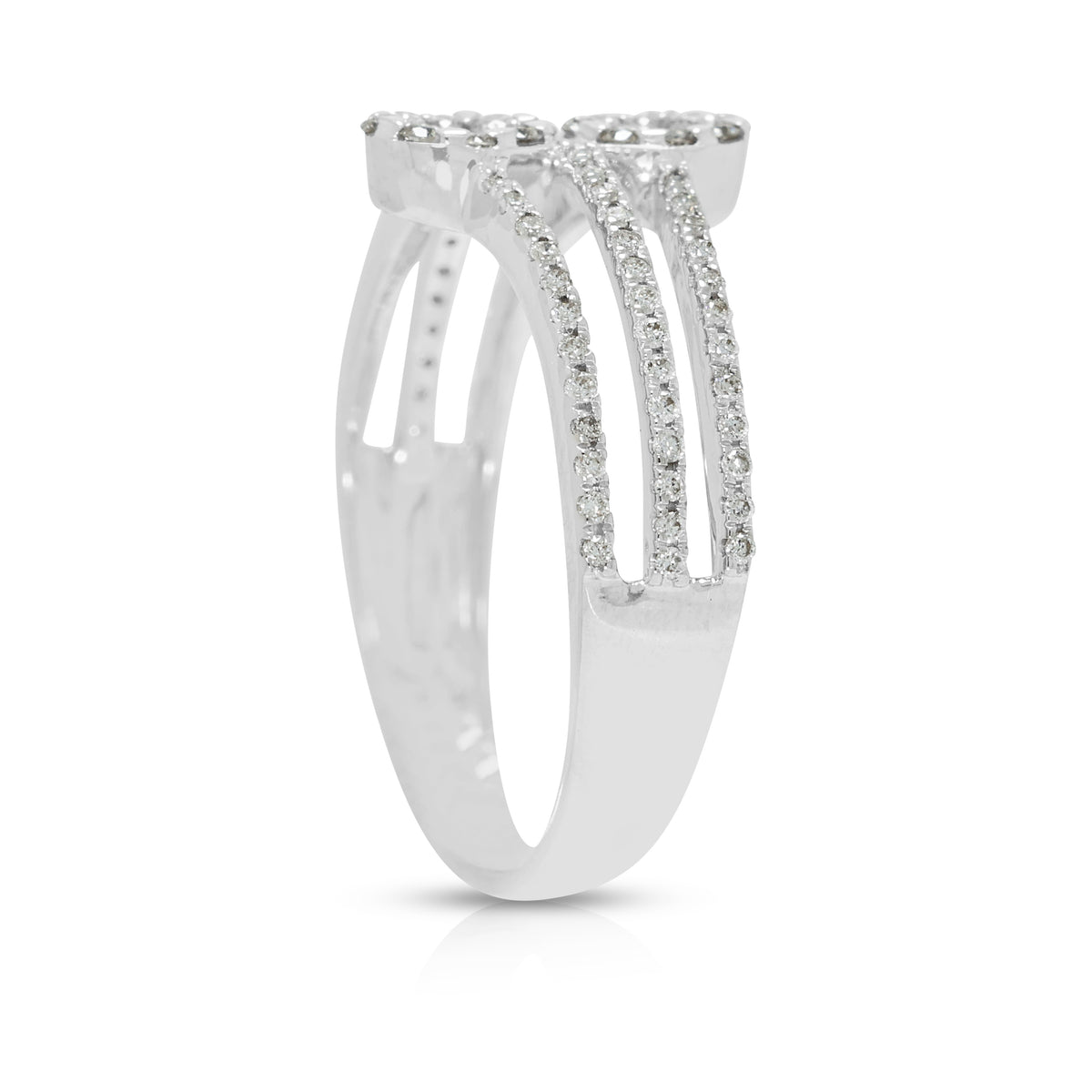 Resplendent 0.40ct Natural Diamond Cluster Triple Band Ring in 18K White Gold