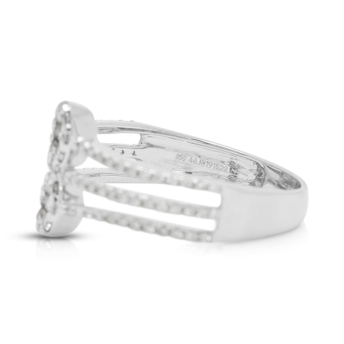 Resplendent 0.40ct Natural Diamond Cluster Triple Band Ring in 18K White Gold