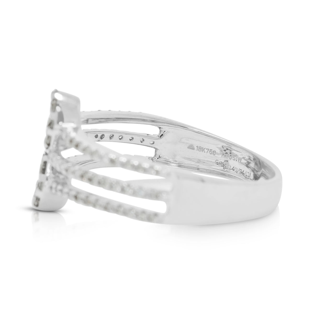 Resplendent 0.40ct Natural Diamond Cluster Triple Band Ring in 18K White Gold