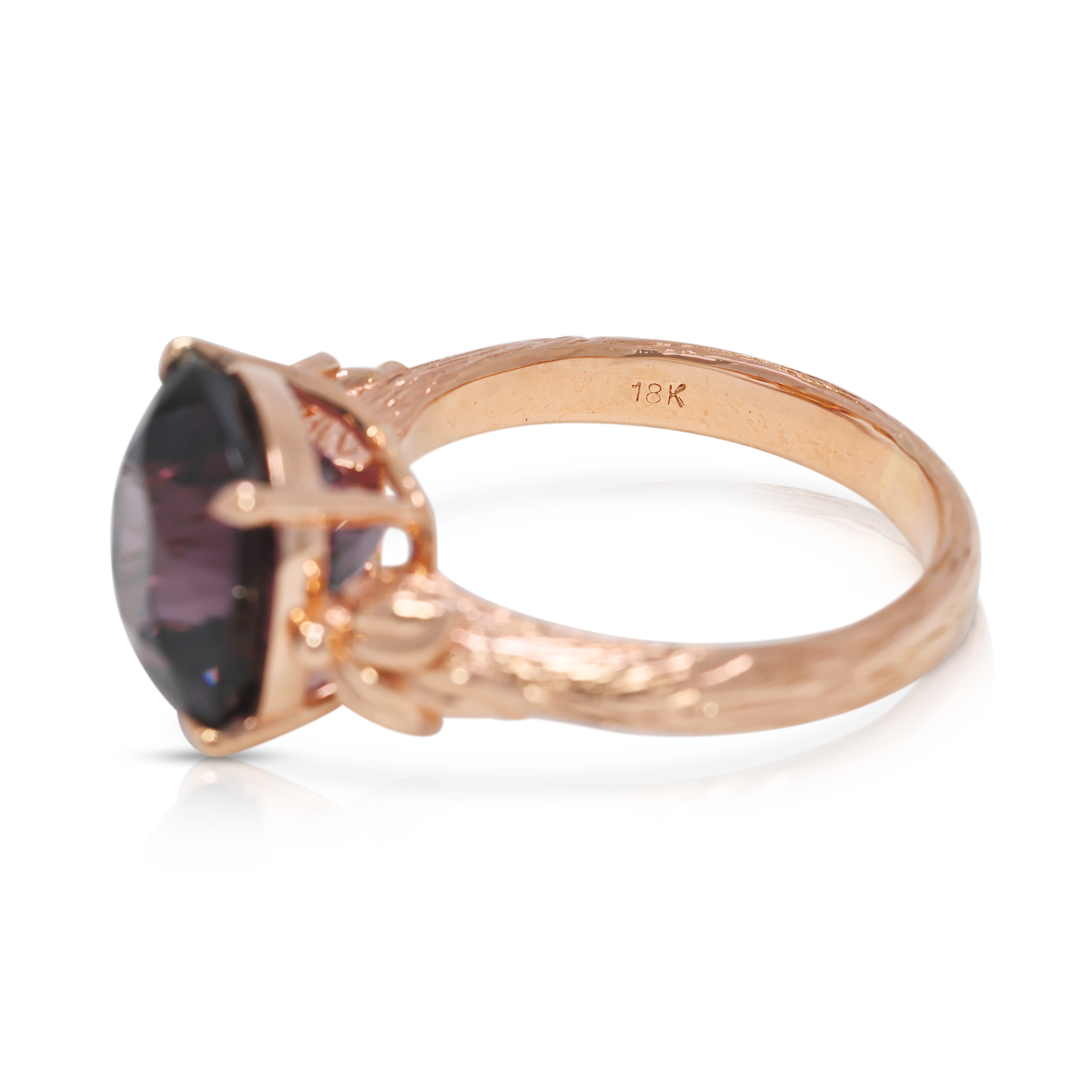 Lush 6.5ct Pink-Purple Spinel Ring in 18K Rose Gold - NGI Certified