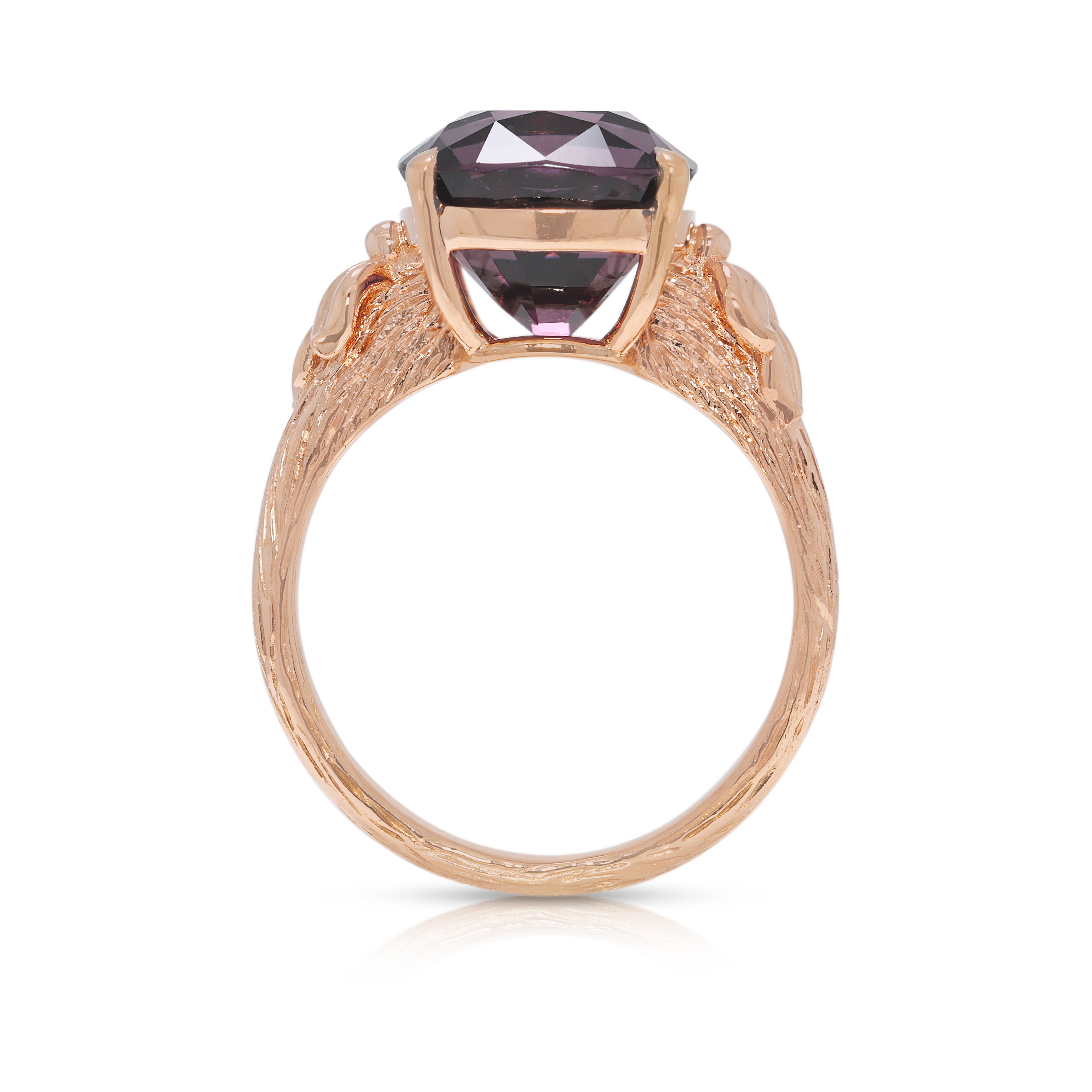 Lush 6.5ct Pink-Purple Spinel Ring in 18K Rose Gold - NGI Certified