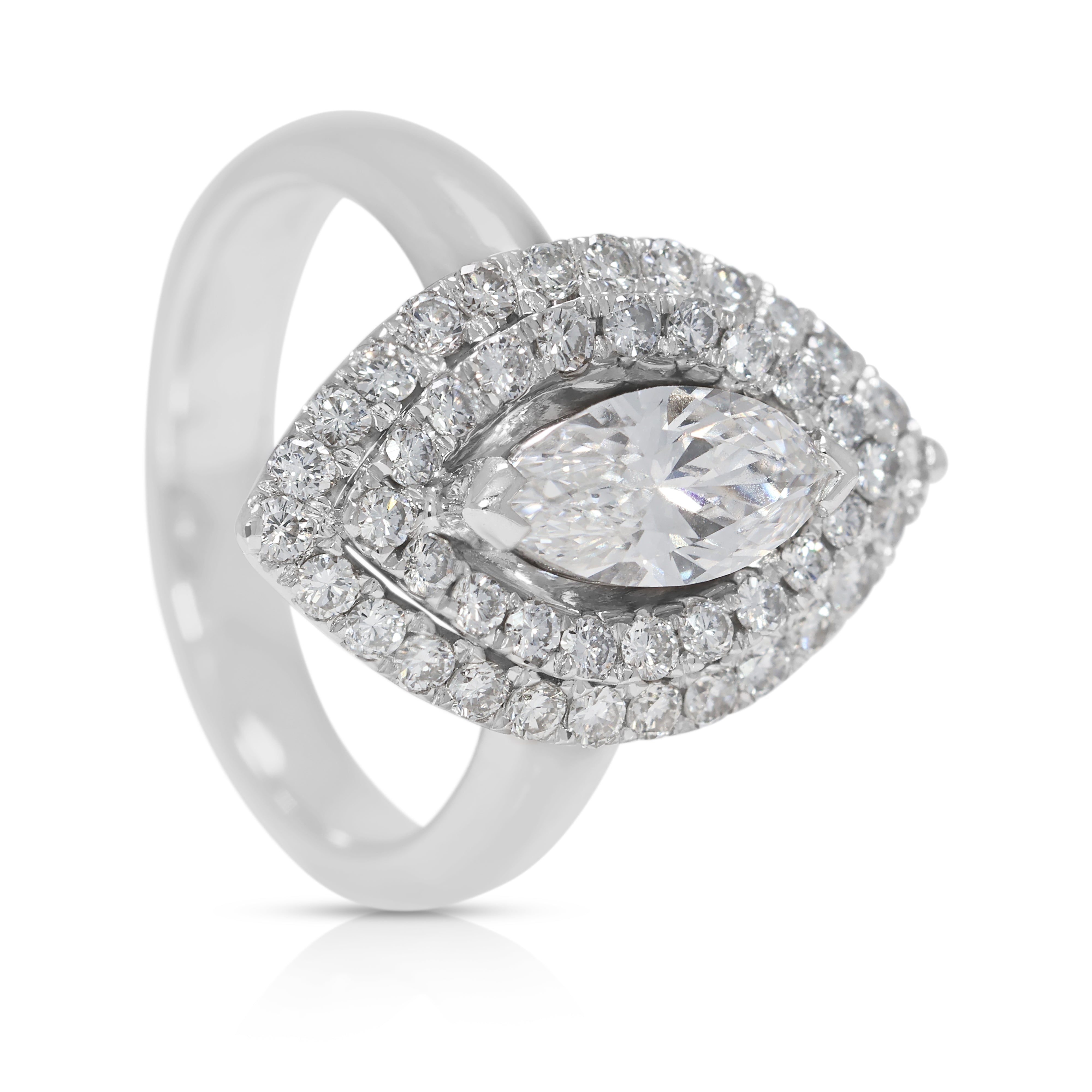 Radiant 1.32ct Natural Diamond Halo Ring in 18K White Gold by Larry Jewelry - GIA Certified