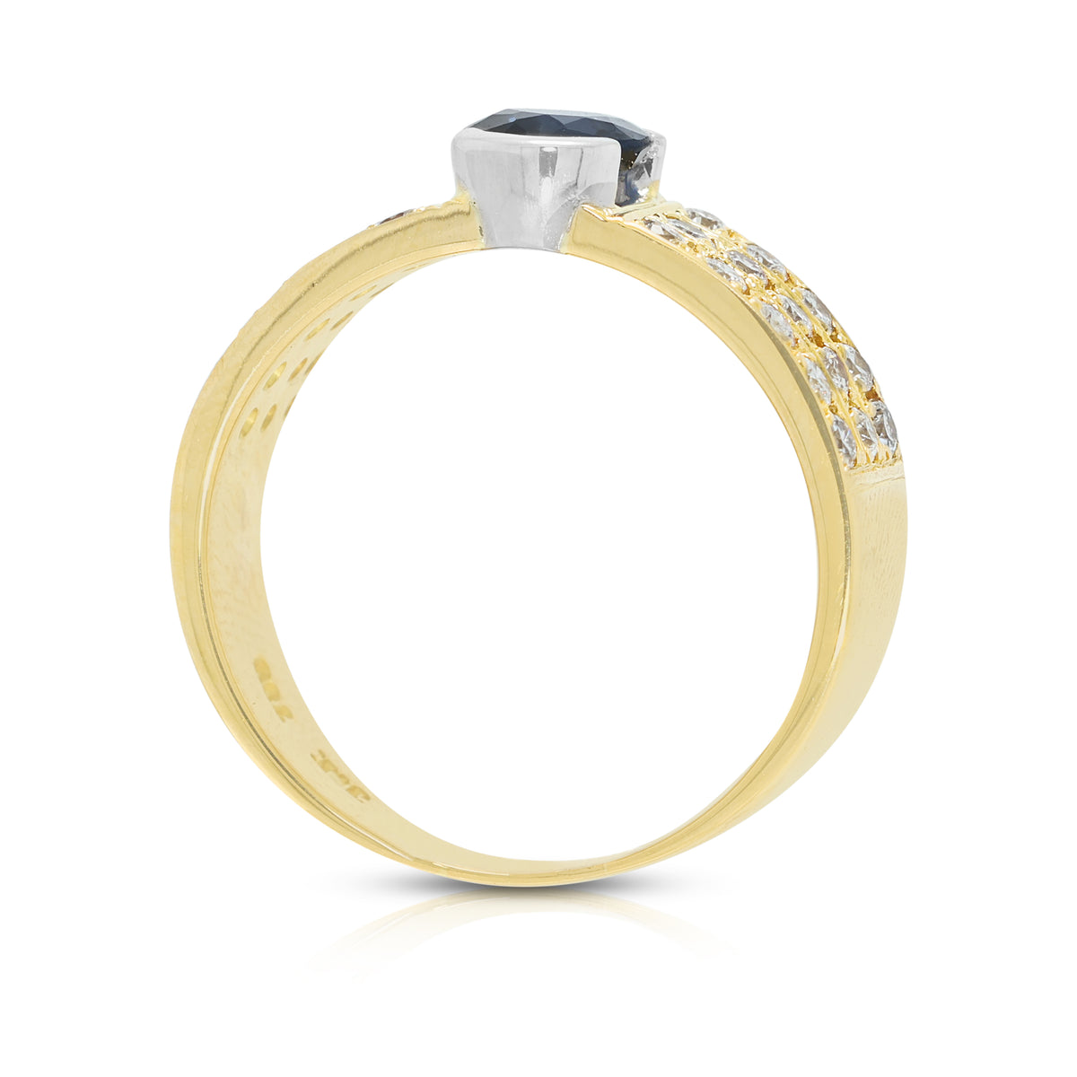 Elegant 0.98ct Blue Sapphire and 0.60ct Natural Diamond Halo Vintage Ring in 18K Two-Tone Gold