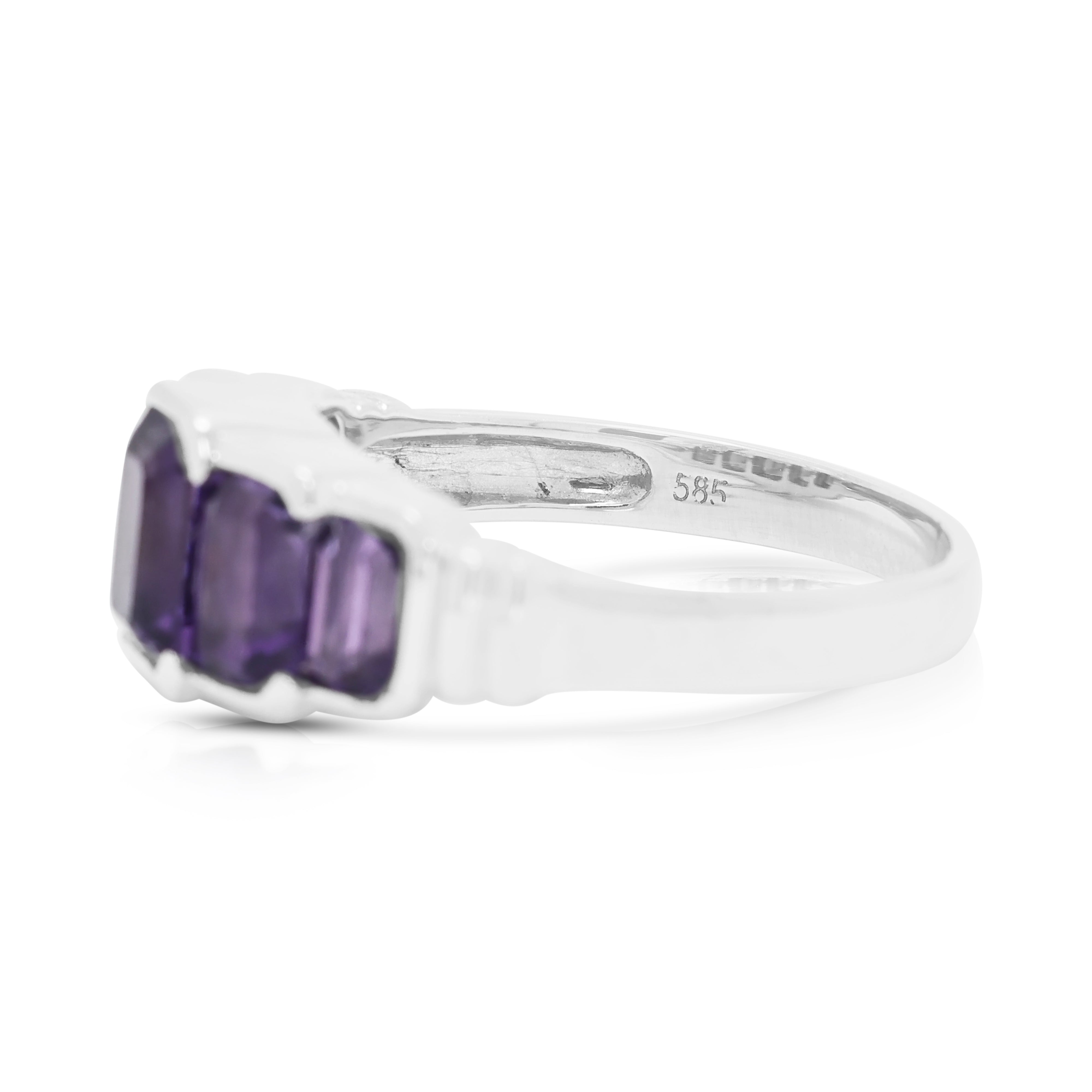 Regal 2.60ct Purple Amethyst Five-Stone Graduated Ring in 14K White Gold